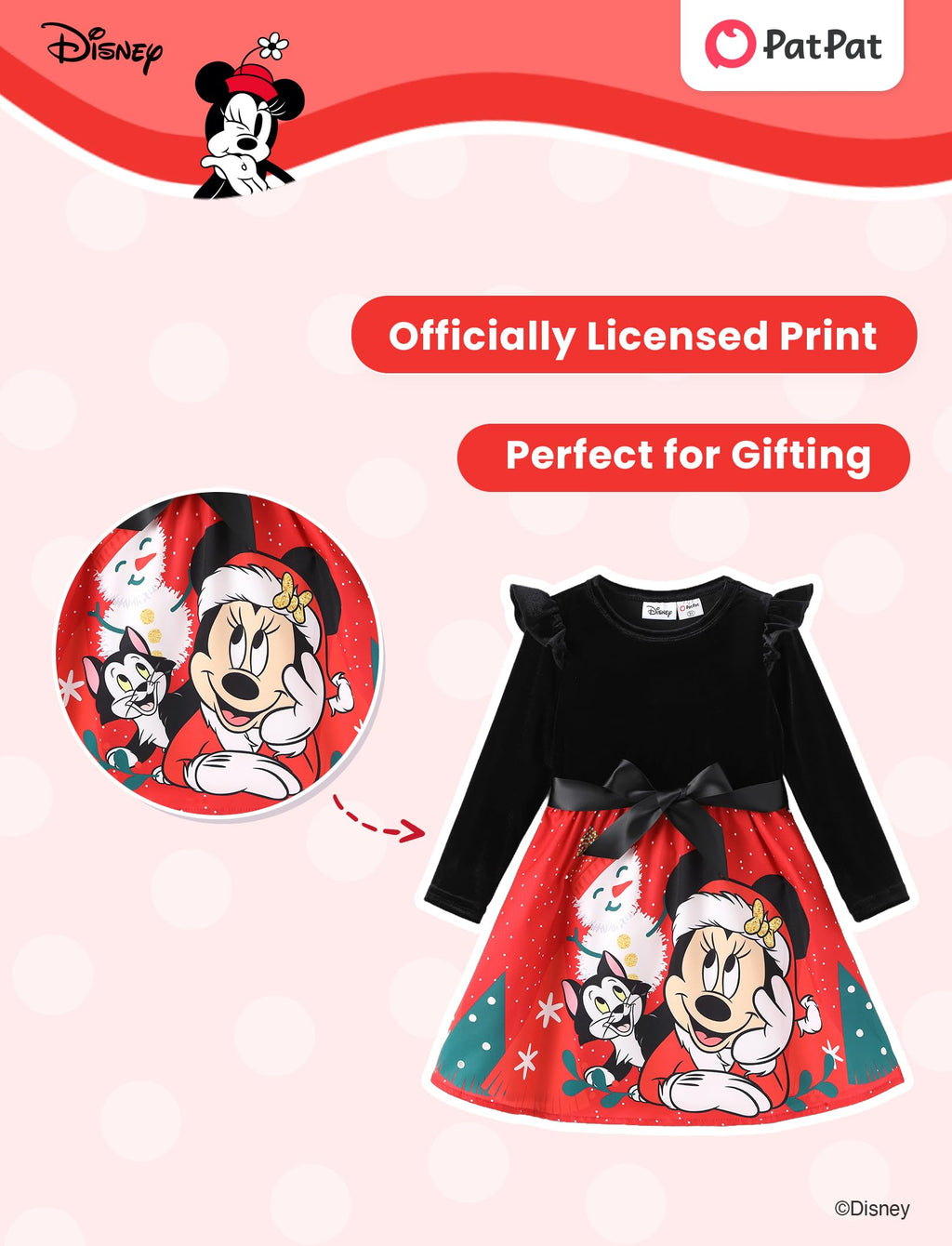 Disney Princess Frozen Elsa Minnie Mickey Stitch Ruffle Sleeve Dress A Line Long Sleeve Kids Clothes Baby to Toddler
