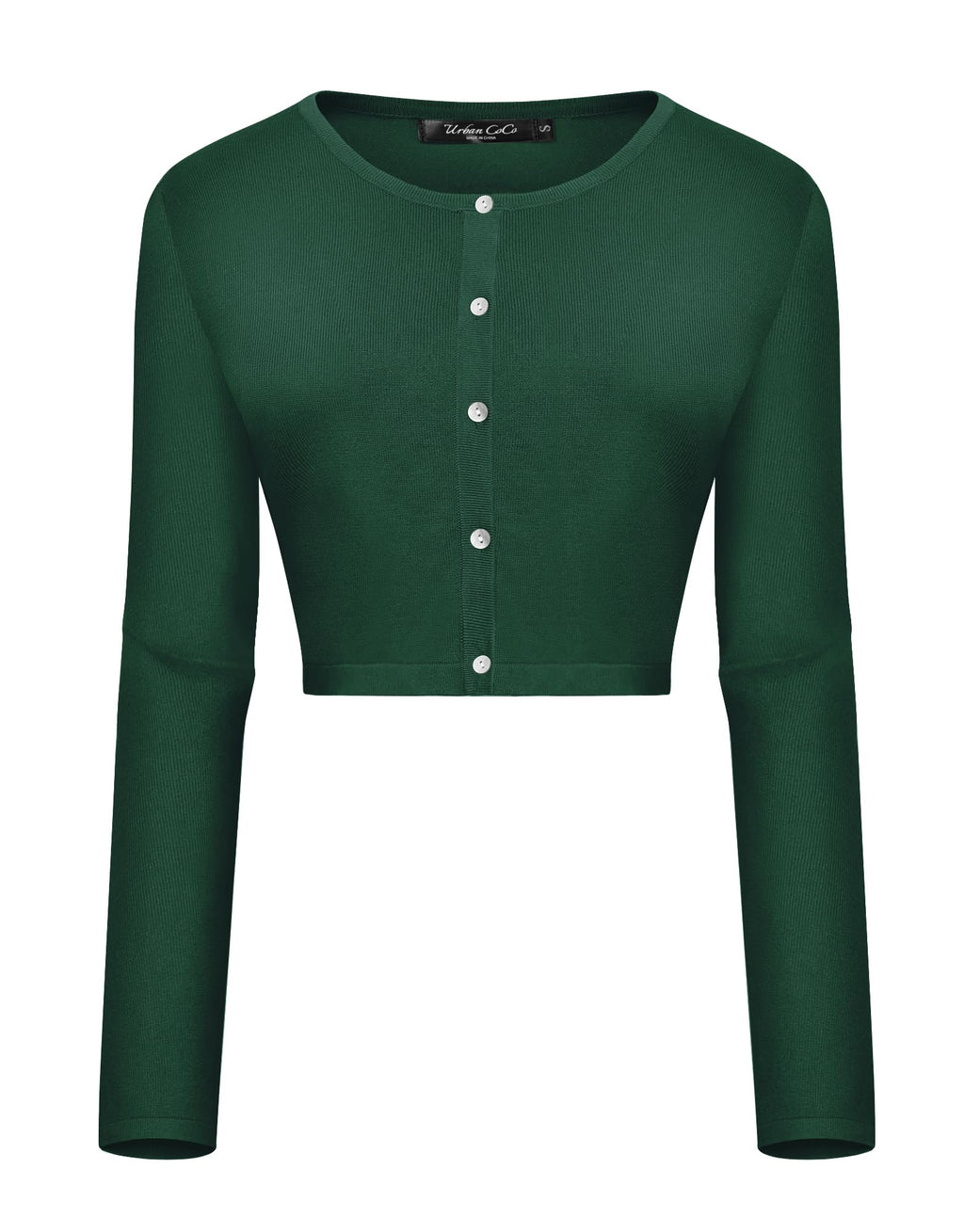Urban CoCo Women's Long Sleeve Button Up Cropped Cardigan Sweaters for Women Crew Neck Short Bolero Shrug for Dresses
