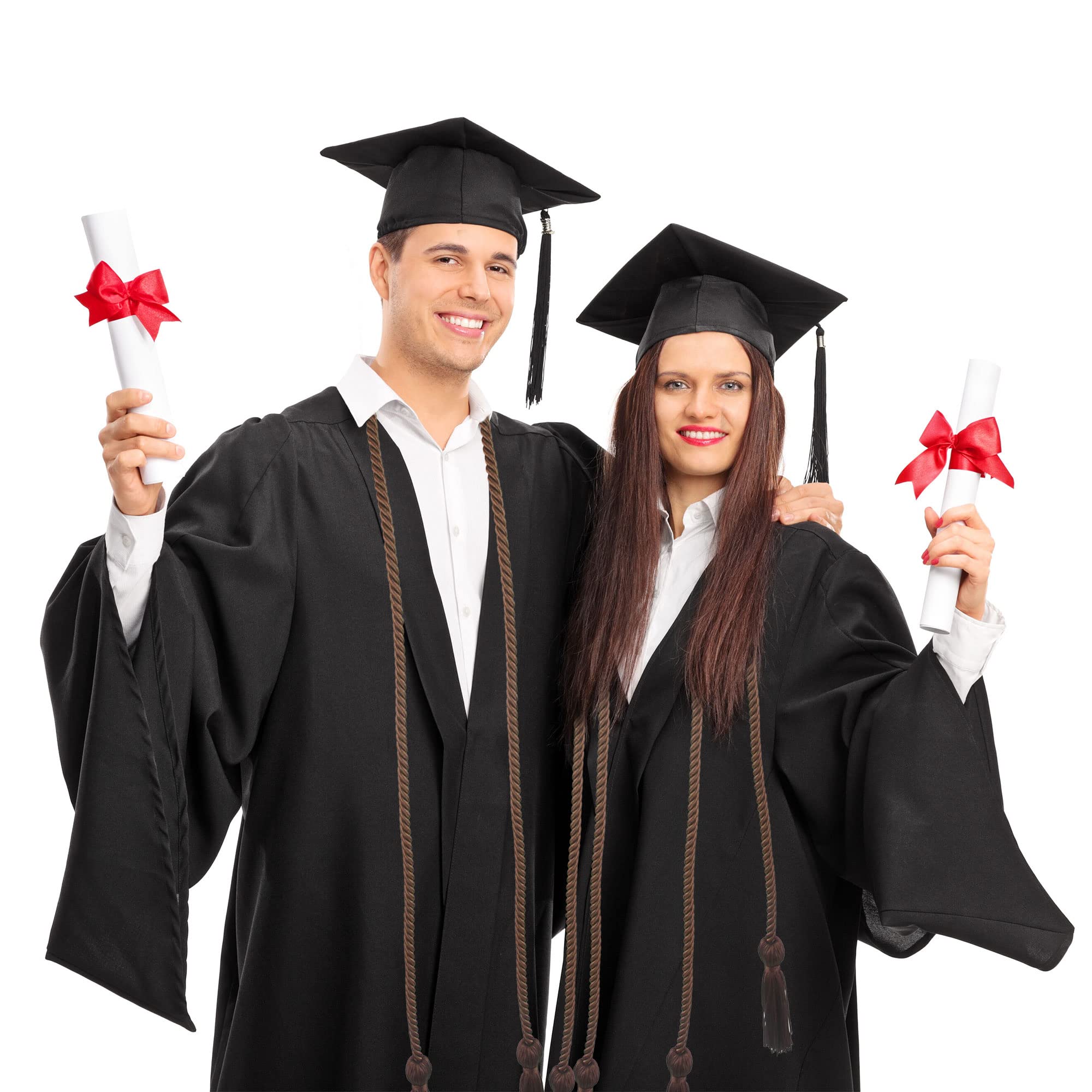 15 Pieces Graduation Honor Cord Braided Honor Cords with Tassels for Graduation Students (Black)