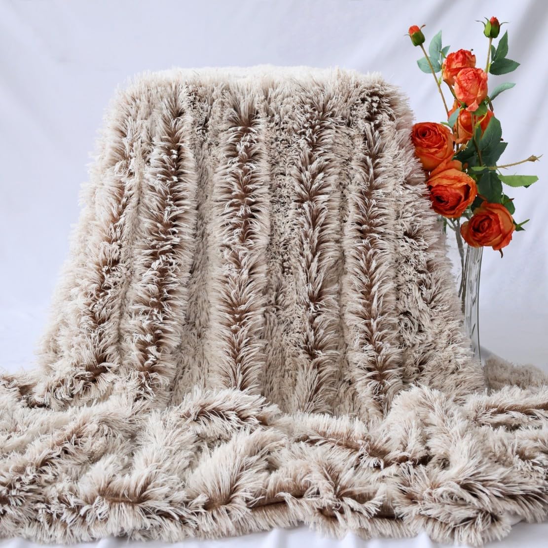 Plush Super Soft Blanket Bedding Sofa Cover Furry Fuzzy Fur Warm Throw Qulit Cozy Couch Blanket for Winter (51"x63", Black)