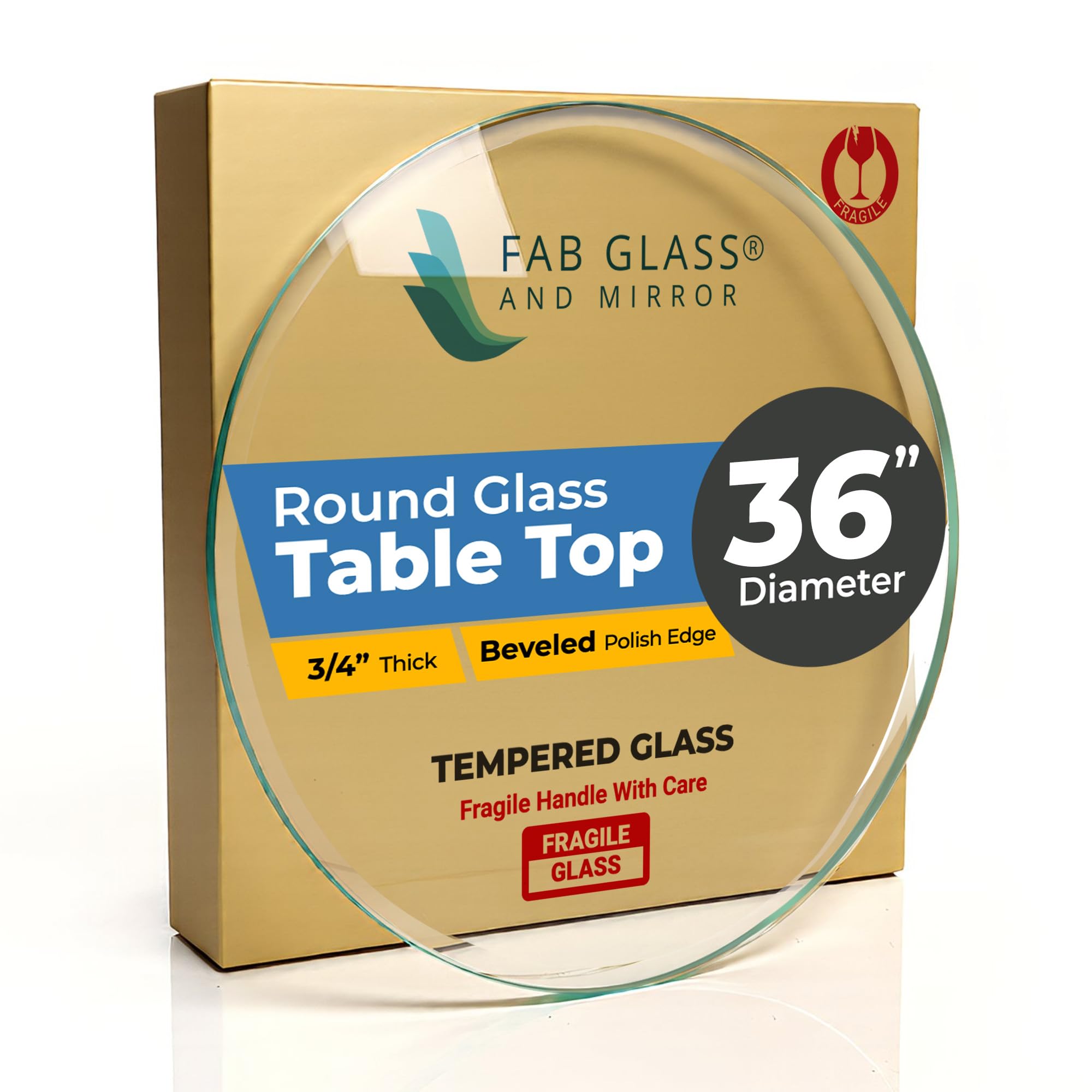 12" Inch Round Glass Table Top 1/2" Thick Tempered Beveled Edge by Fab Glass and Mirror
