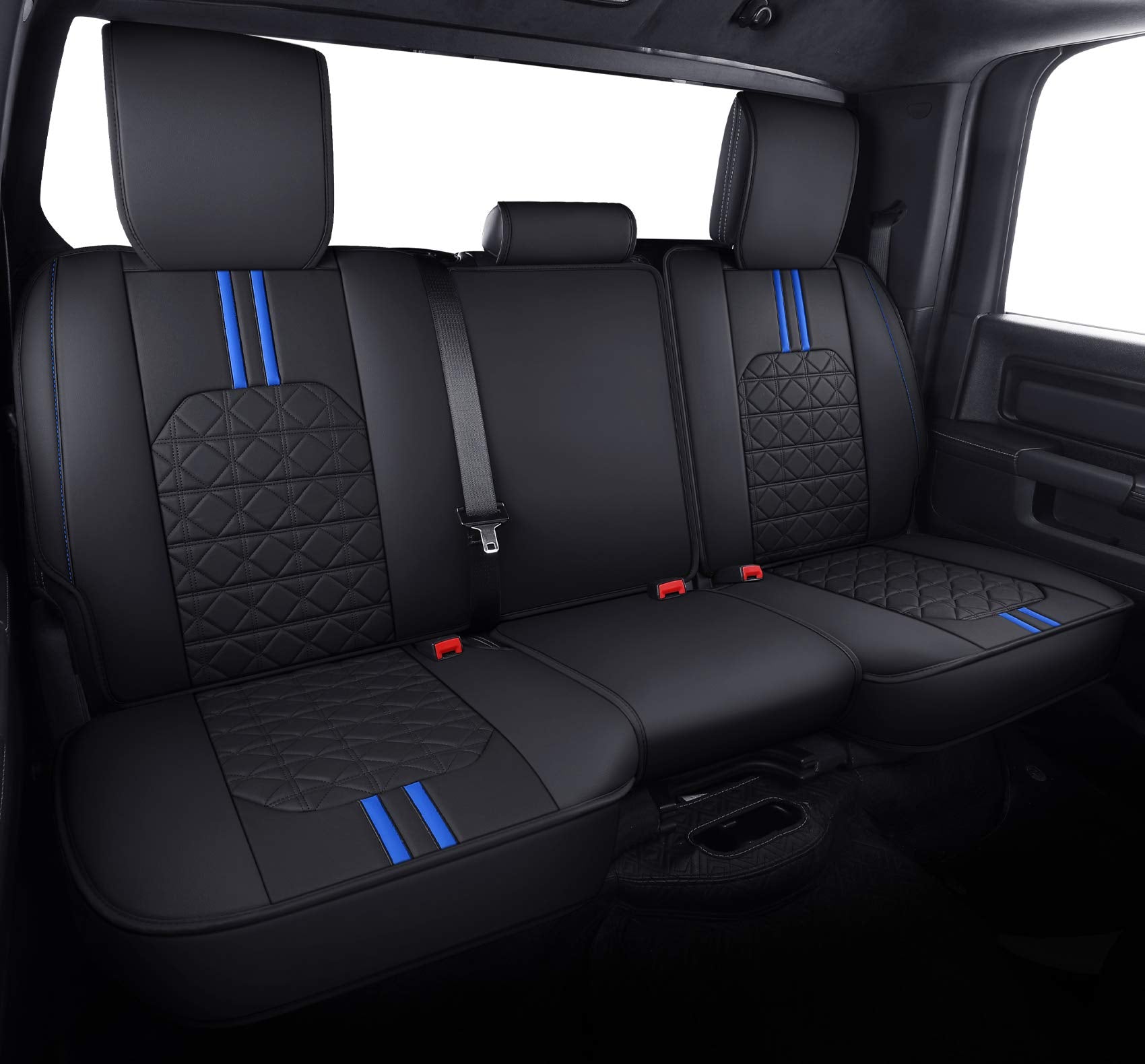 YIERTAI Dodge RAM Seat Covers Fit for 2009-2023 2024 2025 2026 1500/2500/3500HD Pickup Front Seats Only Crew Double Cab Quad Cab Waterproof Leather Seat Covers(2 PCS Front only/Black)