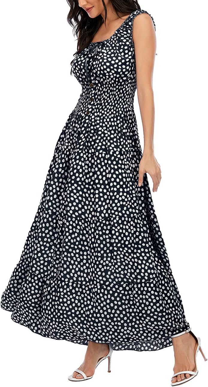 OSTOO Women's 2026 Summer Boho Floral Print Tiered Casual Flowy Long Maxi Dress