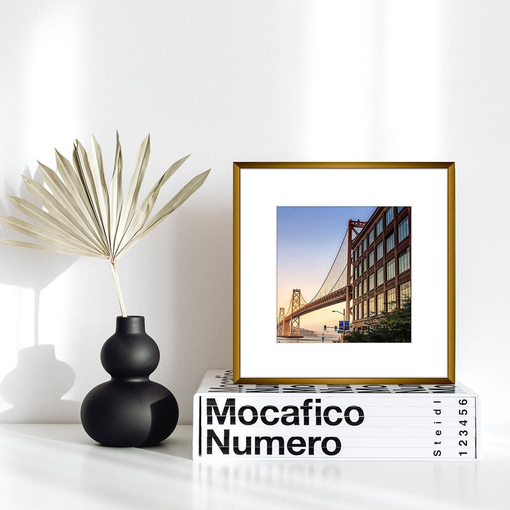 Frametory, 6x8 Aluminum Picture Frame - 6 x 8 Black Frame with Removable Mat for 5 x 7 Photo - 6 by 8 Durable Metal Frame with Real Glass - Sawtooth Hanger for Easy Wall Display - 1 Pack