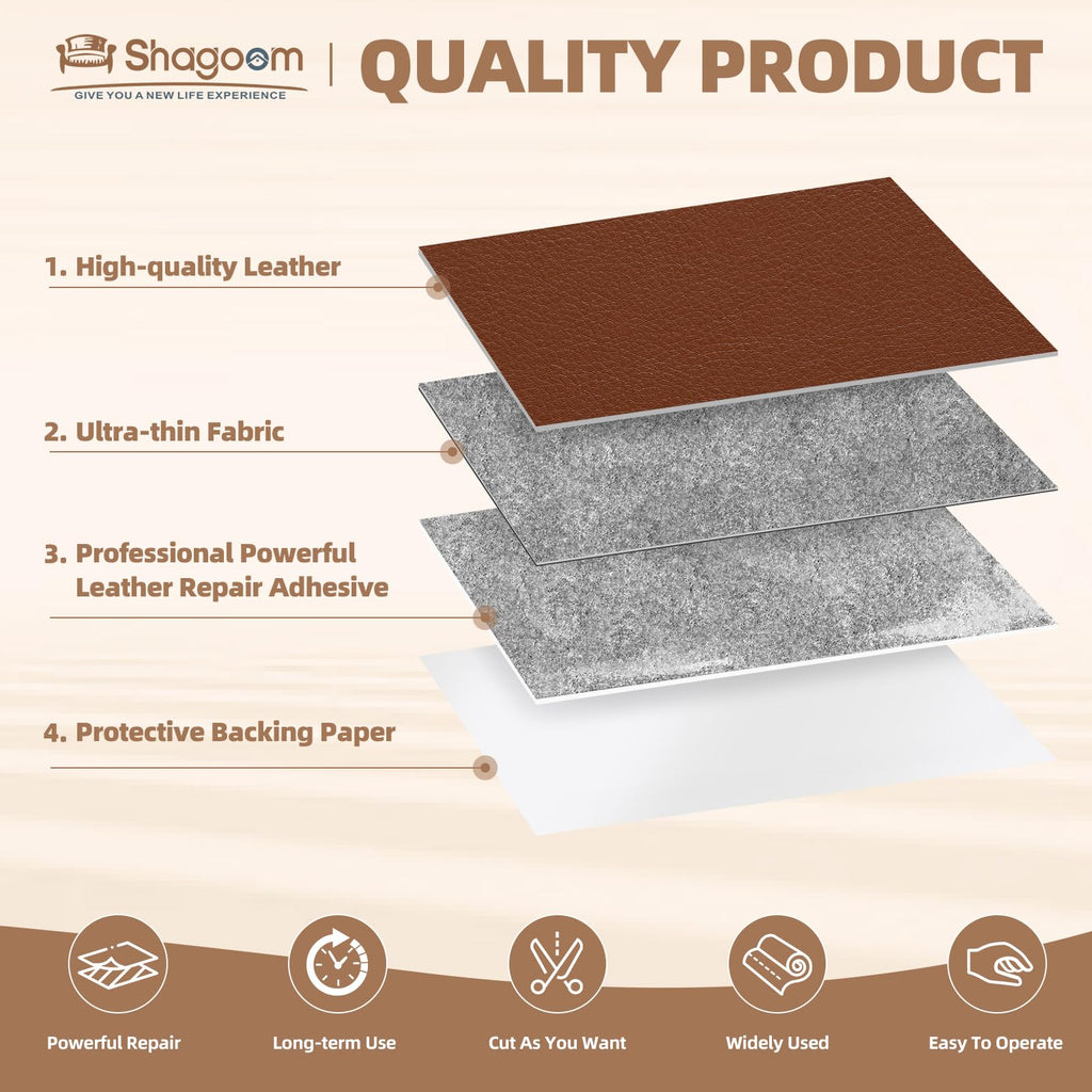 Shagoom Leather Repair Patch, Repair Patch Self Adhesive Waterproof, DIY Large Vinyl Patches for Couches, Furniture, Kitchen Cabinets, Wall （Beige, 3.5X79 Inch）