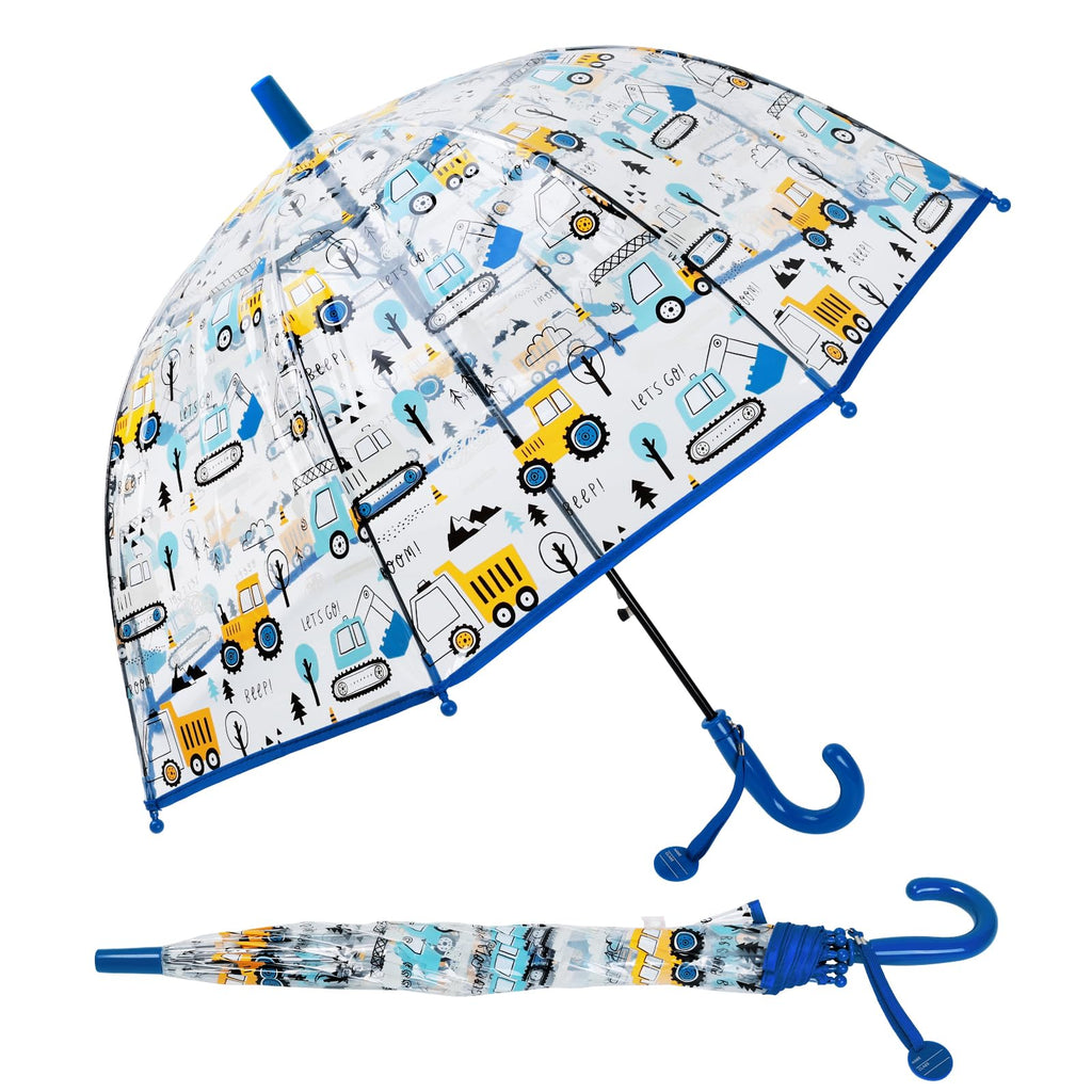 decalsweet Kids Umbrella Clear Bubble Umbrellas for Rain,Transparent Dome Safety Windproof Umbrella with Easy-Grip Hook Handle for Toddler Girls and Boys