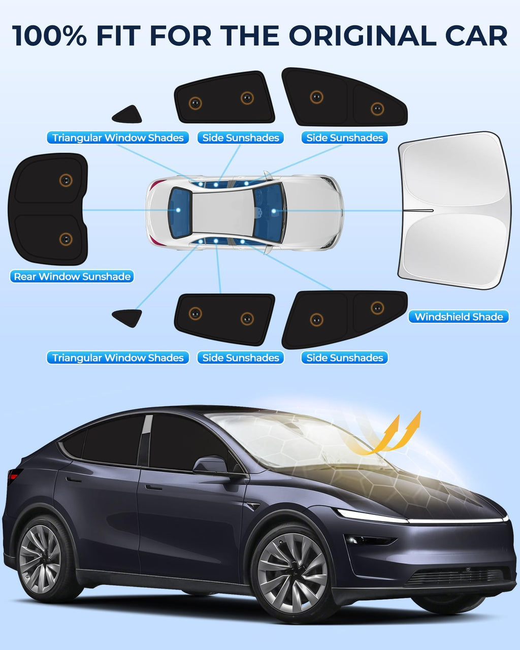 for Toyota 4Runner 2010-2024 Car Window Shades, 8pcs Privacy Sun Shade Set for Front Windshield Side and Rear Windows, Full Window Covers Keeps Vehicle Cool for Camping Napping
