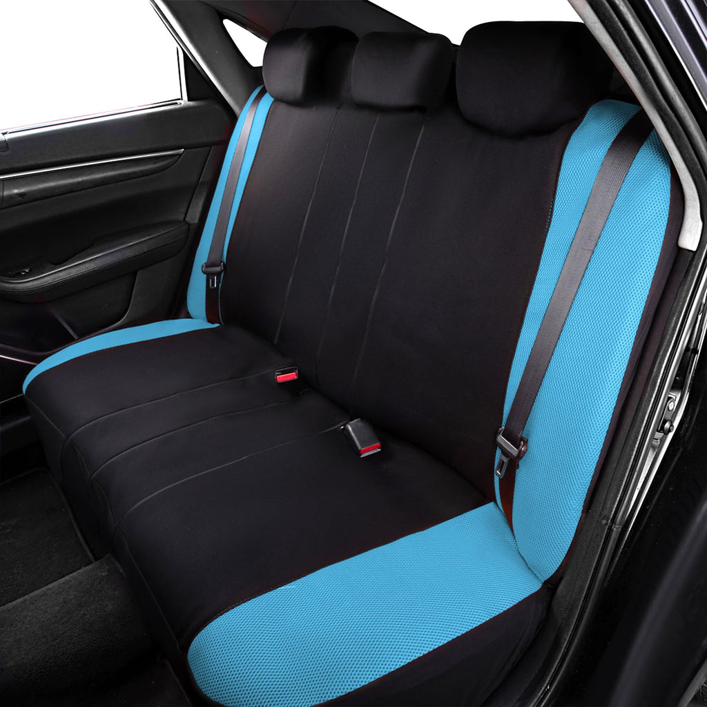 Flying Banner Butterfly car seat Covers ful Set Fashion Universal Lady Woman Female Rear Bench Split Colorized (2 Fronts, Mint Blue)