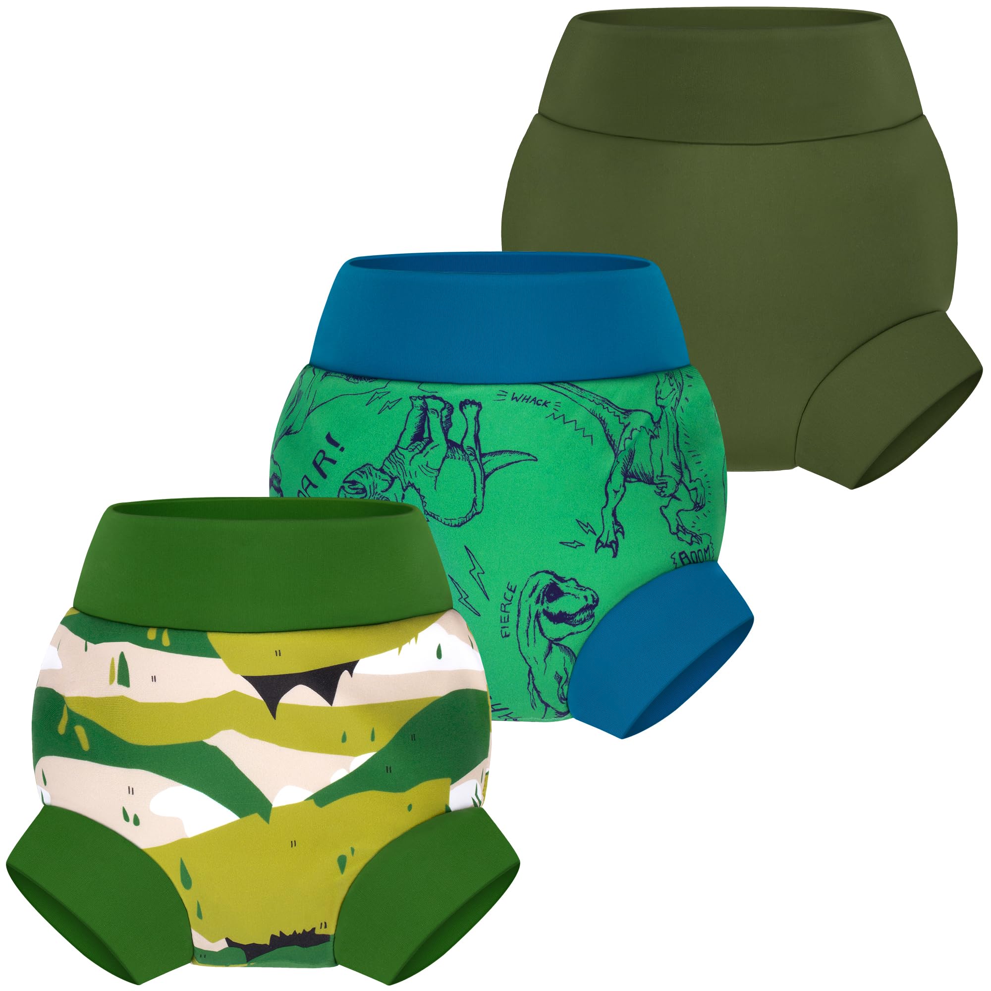 BIG ELEPHANT Baby Swim Diapers 3pcs, Reusable Adjustable Washable Waterproof Swimming Diaper for Boy's and Girl's 6Months - 5 Years