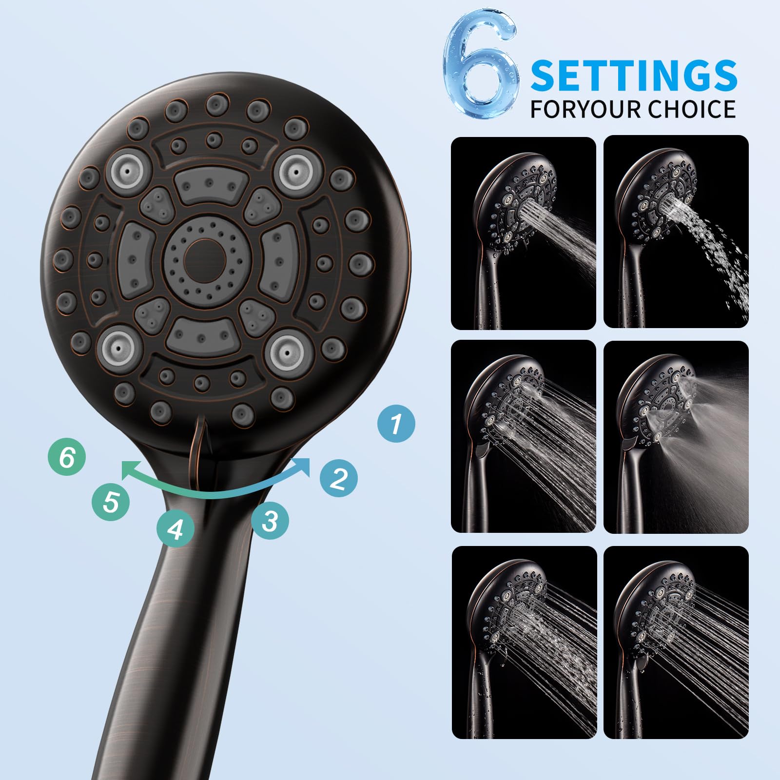 EMBATHER Shower Faucets Sets Complete, with 3 Setting High Pressure Shower Head Combo, Bathroom Wall Mounted Rainfall Shower System Fixtures with 8-Mode Handheld Spray, Brushed Nickel