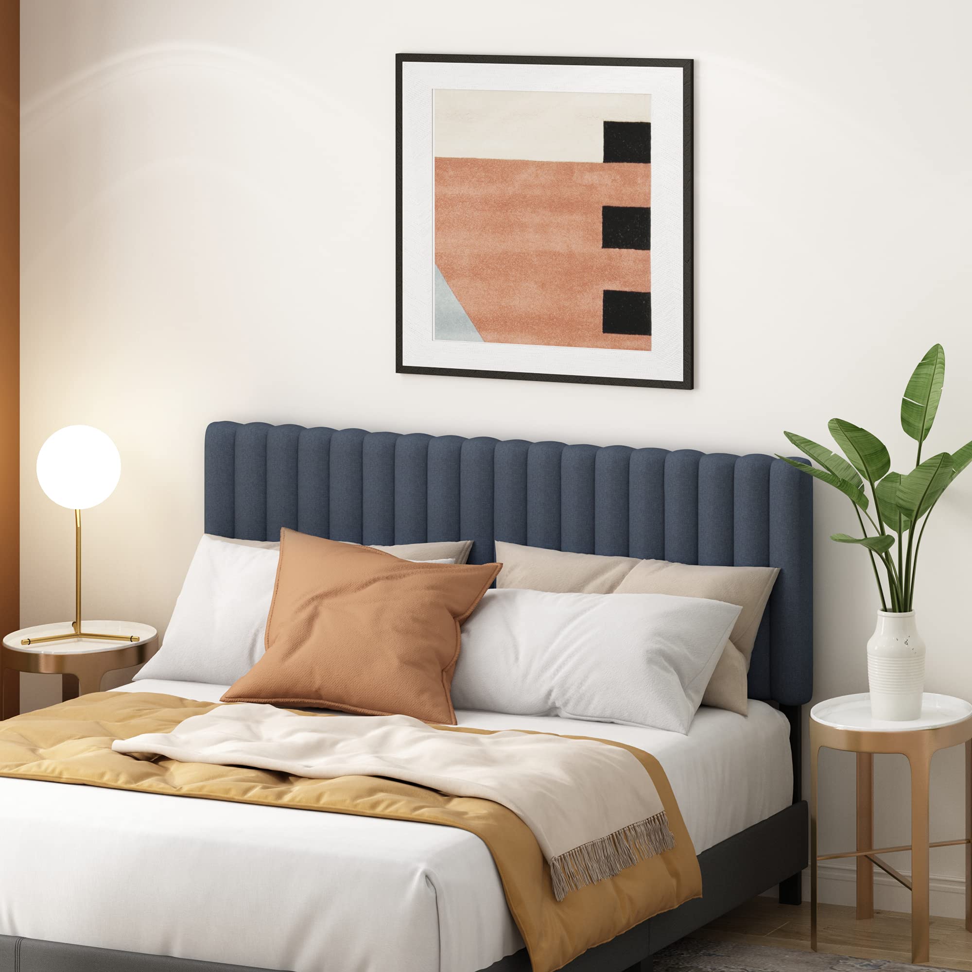 FURINNO Roanne Tufted Headboard, Twin, Black