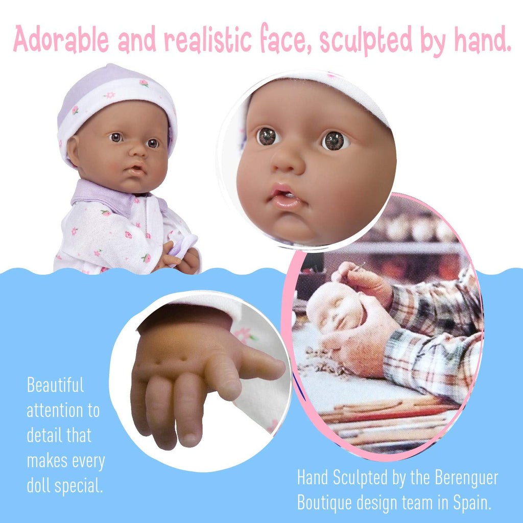 JC Toys La Baby Caucasian Baby Doll Set – 11 Inch Soft Body Doll with Accessories Including a Removable Blue Outfit – Small Baby Doll Toy for Children 12 Months and Older
