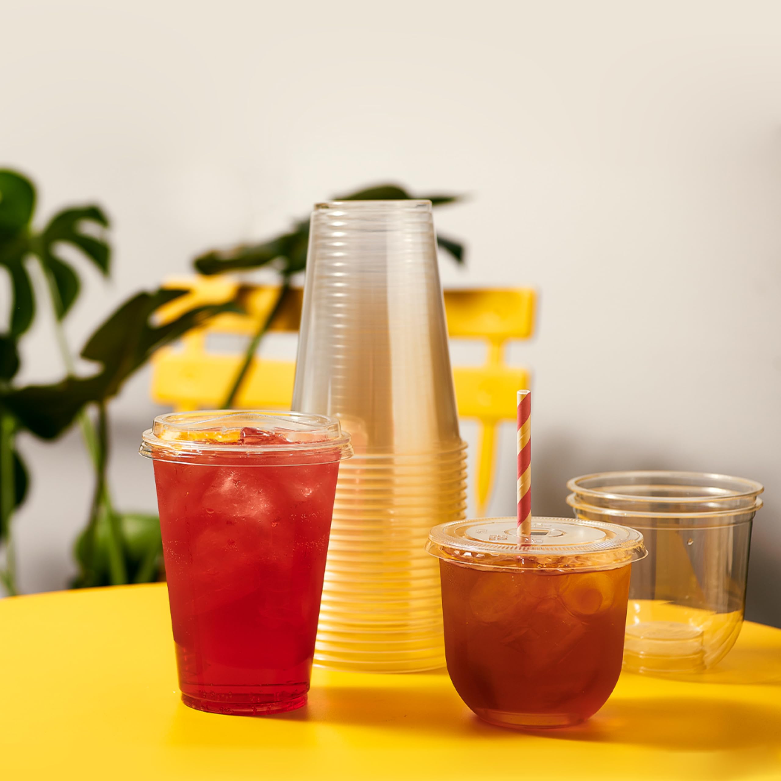 TOSSWARE NATURAL 12oz Arc - Plant Based 98mm Clear Cold Cups - Plastic Alternative for Parties, Bachelorettes, Weddings - Recyclable - Set of 100