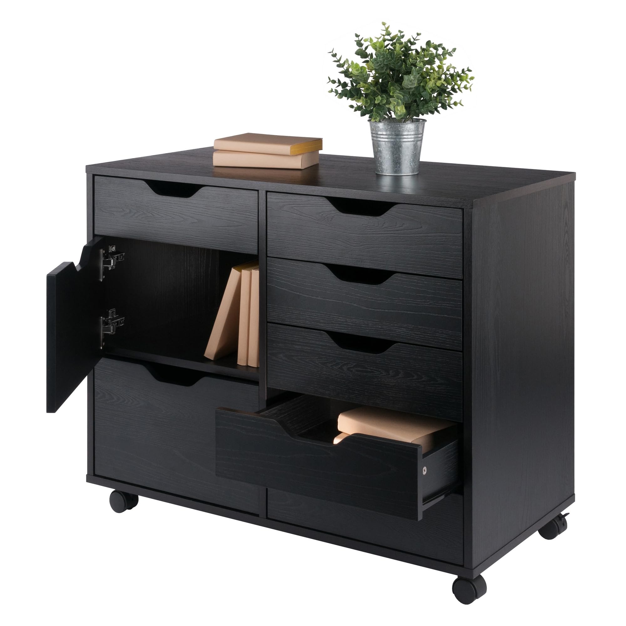 Winsome Halifax Mobile Storage Cabinet with Doors & Drawers, Stylish & Functional Home Storage Cabinet for Filing, Kitchen Organization, Moveable Furniture for Office, Dorms, Apartments