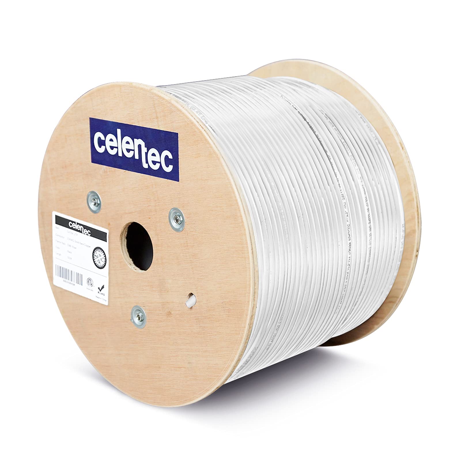 celertec CAT6A Ethernet Cable, 500ft, 23AWG Solid Bare Copper, UTP Unshielded Twisted Pair, CMR Riser Rated &ETL Listed, 650Mhz/10Gigabit Network Speed, Category6 Augmented, Bulk Ethernet Cable- Black