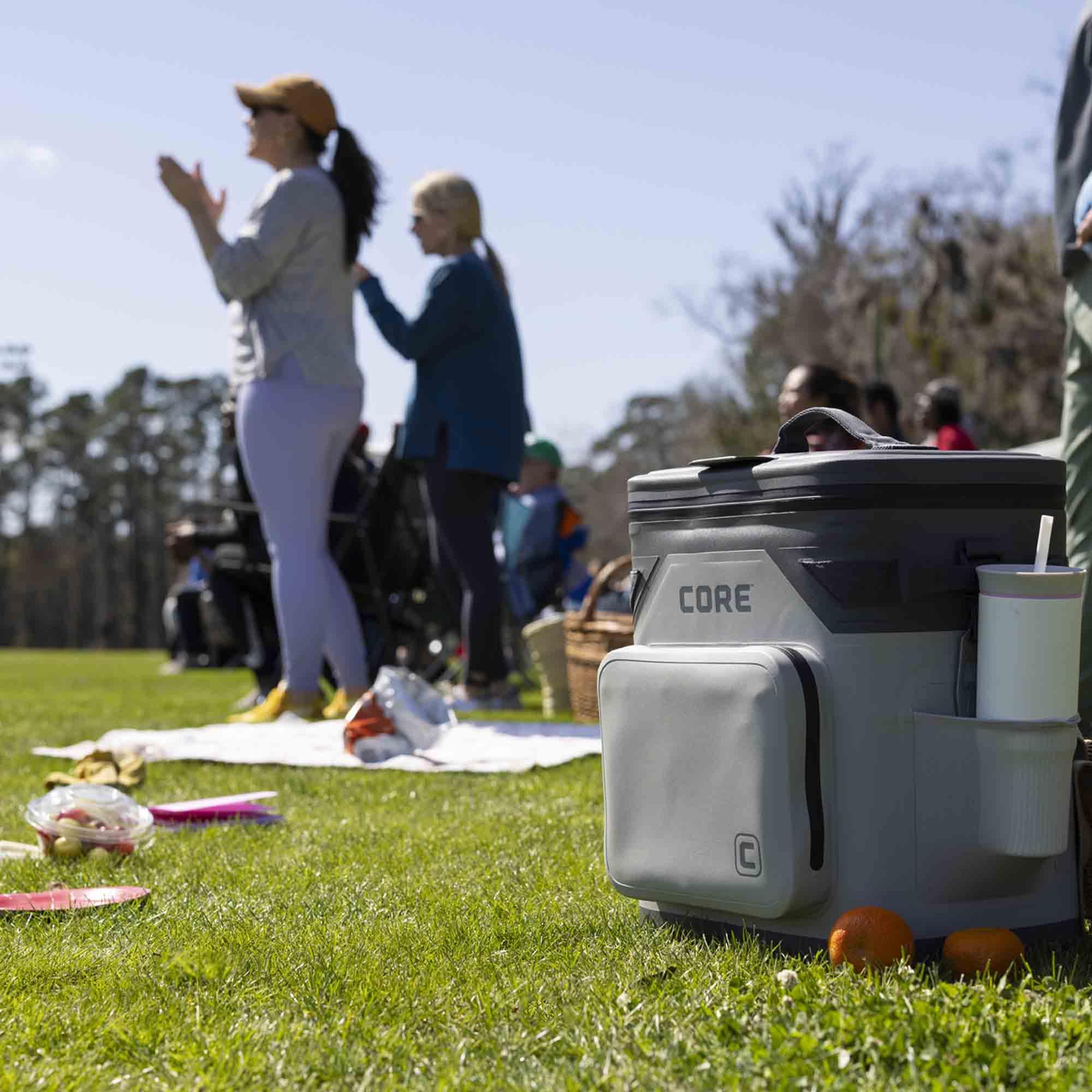 CORE Magnetic Leak Proof Soft Cooler with Waterproof Zipper | Insulated Bag Portable Ice Chest Box | Best Soft Cooler for Food & Beverages for Tailgating, Car Camping, Travel, and Family Beach Picnics