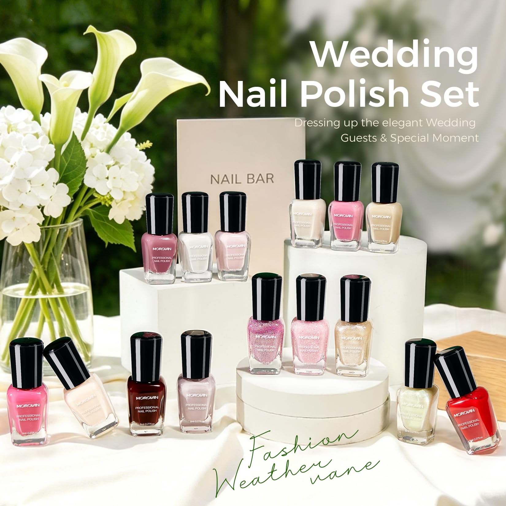 Morovan 15 Bright Color 0.27oz Air Quick Dry Long Lasting Nail Polish Gift Set for Women