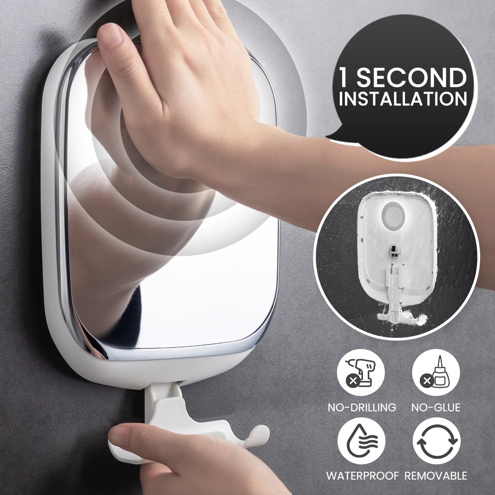 TAILI Shower Mirror Fogless for Shaving | Shower Mirror Fogless, Shaving Mirrors, Suction Cup, Removable & Reusable, Razor Holder Storage, Bathroom Accessories K9