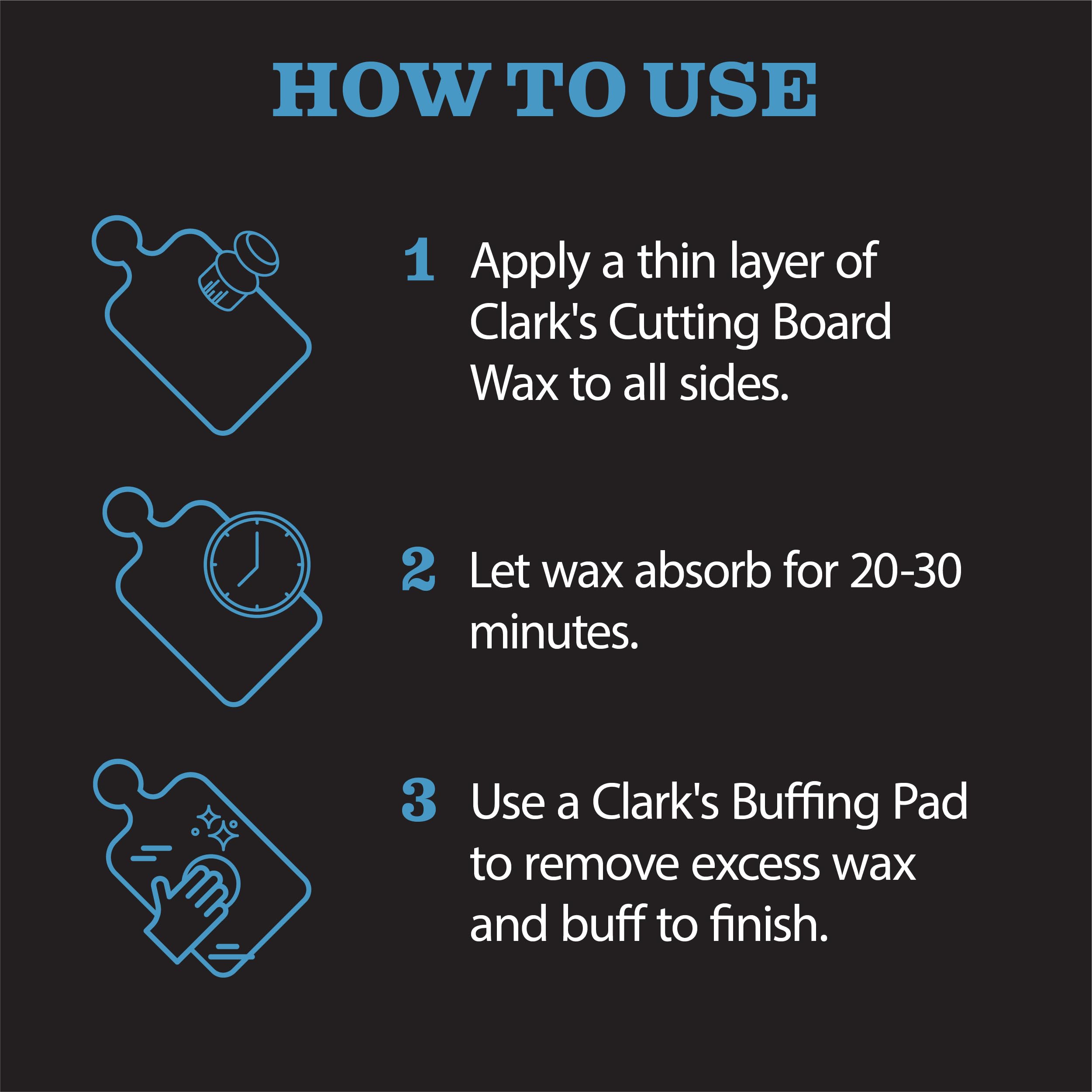 CLARK'S Cutting Board Care Kit with Coconut Oil - Includes Butcher Block Oil and Wax - Made with Refined Coconut Oil, Natural Beeswax, and Carnauba Wax - For Kitchen Countertops and Butcher Blocks