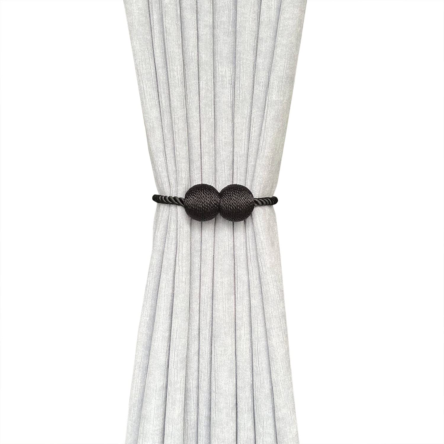 Melaluxe 2 Pack Magnetic Curtain Tiebacks, Decorative Curtain Holdbacks for Window Décor (Beige)