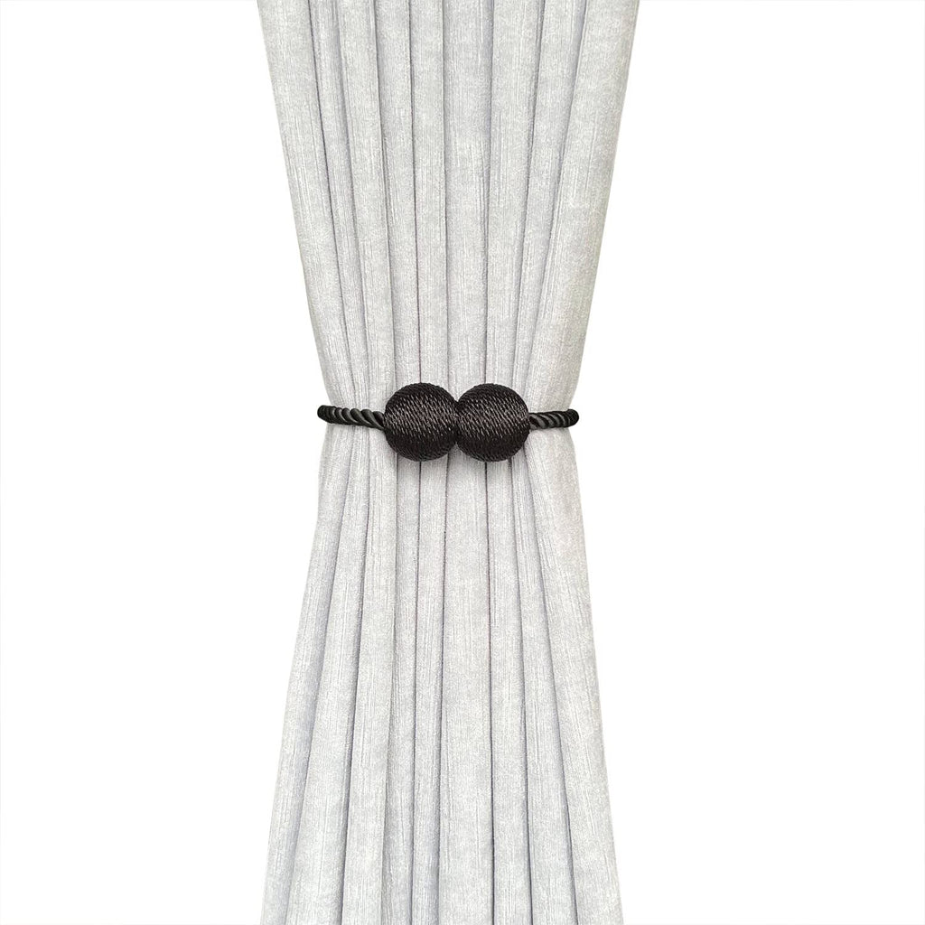 Melaluxe 2 Pack Magnetic Curtain Tiebacks, Decorative Curtain Holdbacks for Window Décor (Beige)