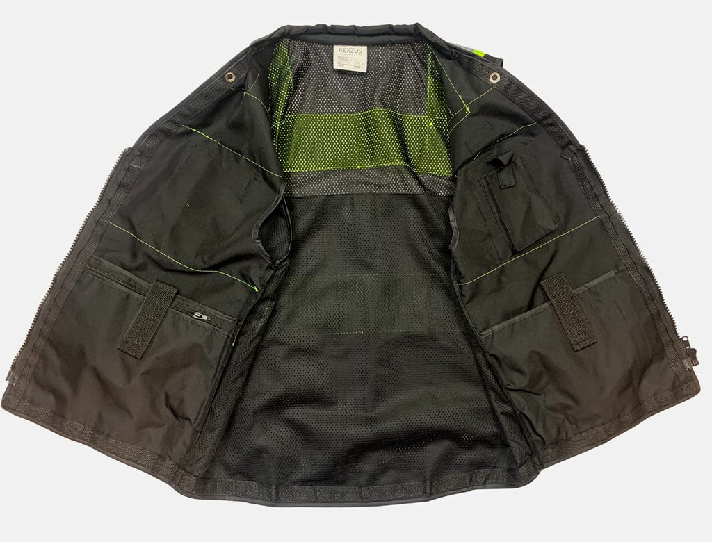 Men's Black Series Safety Vest with Zipper and Utility Pockets (Medium, Black)