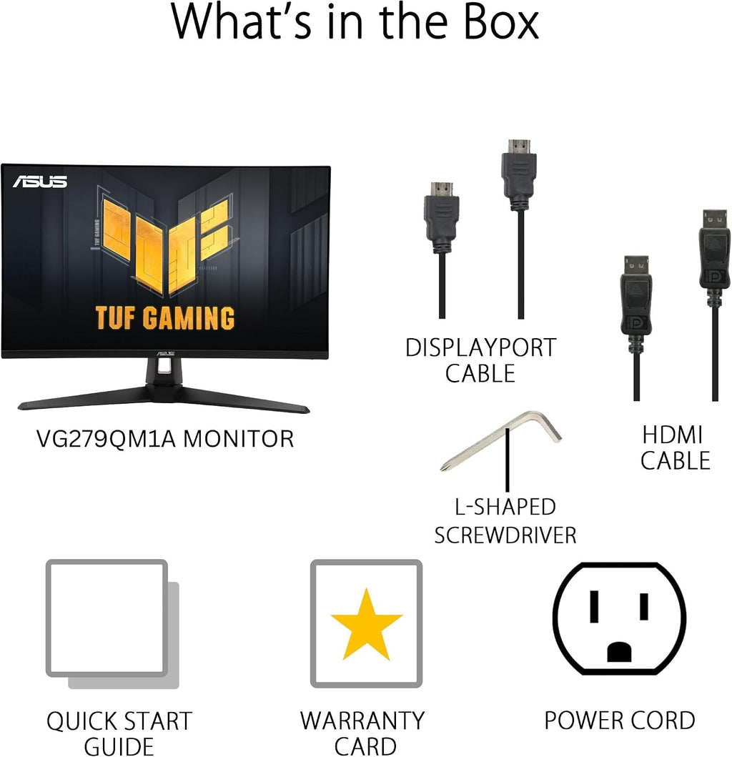 ASUS TUF Gaming 27” 1080P HDR Monitor (VG279QM1A) - Full HD (1920 x 1080), 280Hz, 1ms, Fast IPS, Extreme Low Motion Blur Sync, Freesync Premium, G-SYNC Compatible, Speakers, Variable Overdrive