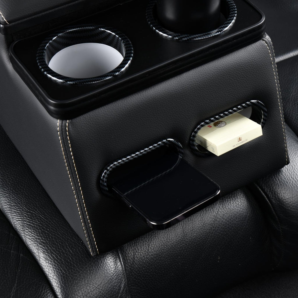 Coverado Car Center Console, Universal Rear Bench Seat Consoles, Truck Seat Organizer and Storage, Back Seat Car Organizer with Cup Holder, Large Storage Box, Central Armrest Box (Regular, Beige)
