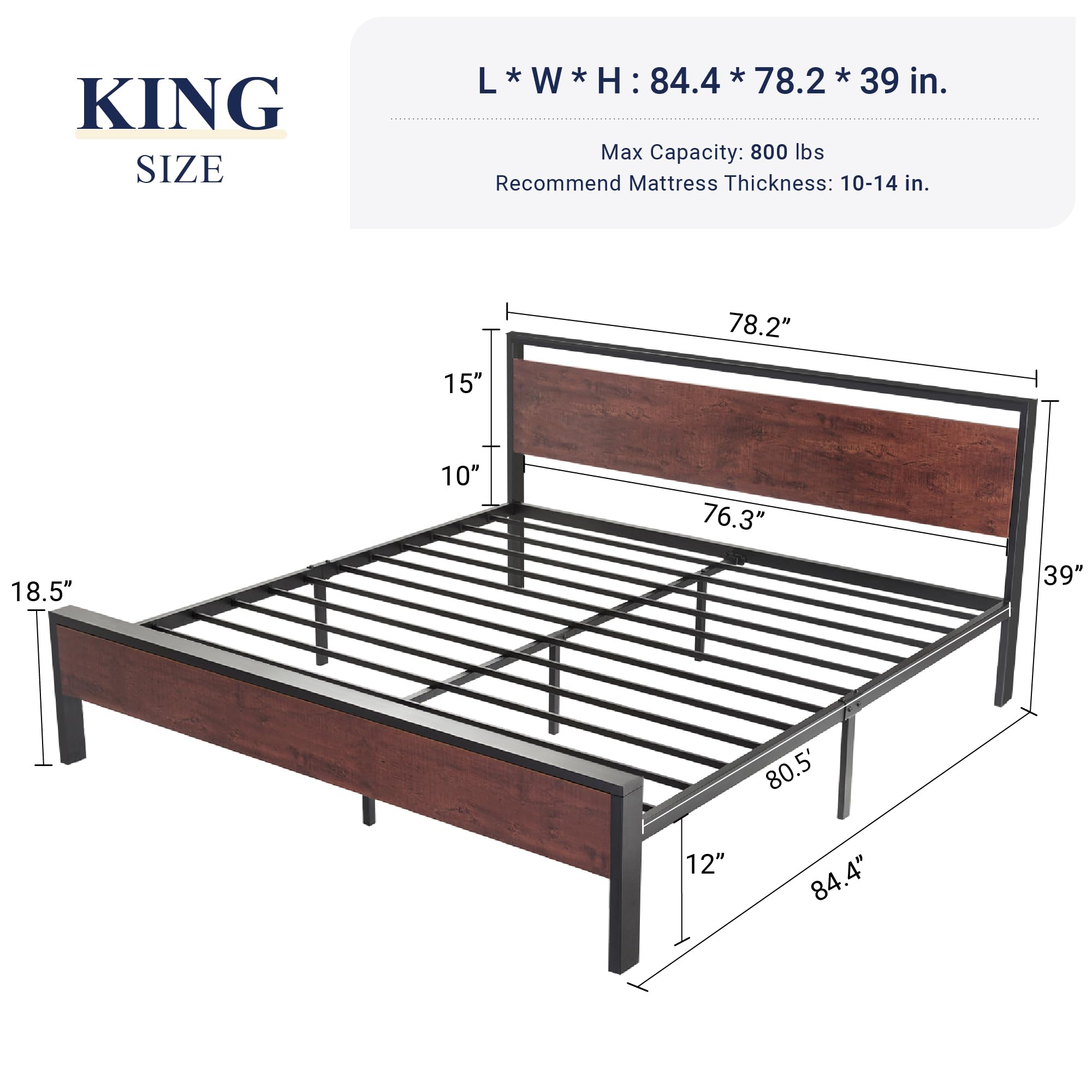 Allewie Twin Size Platform Bed Frame with Wooden Headboard and Footboard, Heavy Duty Metal Slats Support, No Box Spring Needed, Under-Bed Storage, Noise Free, Easy Assembly, Black Oak