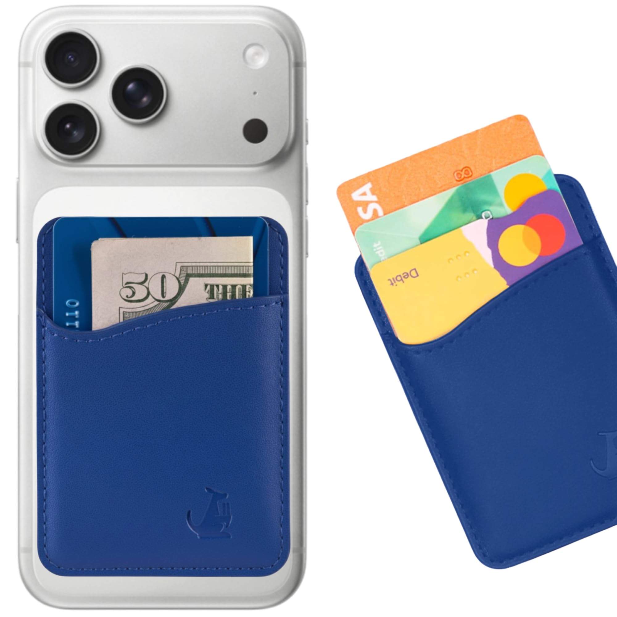 Wallaroo Premium Leather Cell Phone Wallet Stick On - Android and iPhone Wallet and Card Holder for Women and Men - Durable with Non-Slip Lining Secures Up to 3 Cards