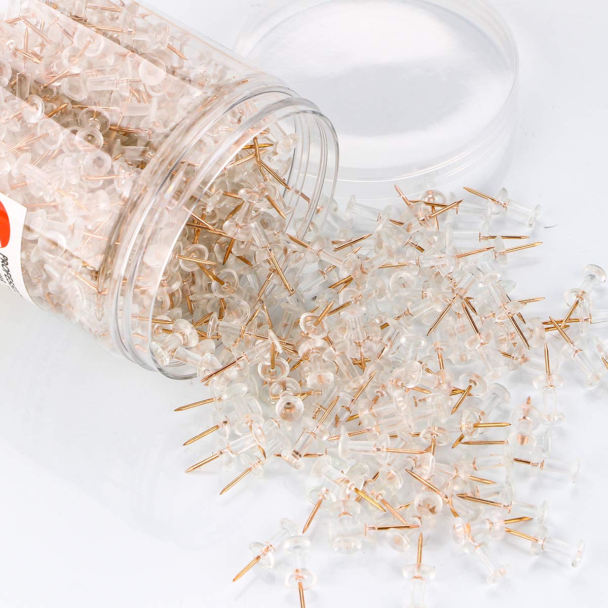 Push Pins 600 Count, Standard Clear Thumb Tacks Steel Point and Clear Plastic Head