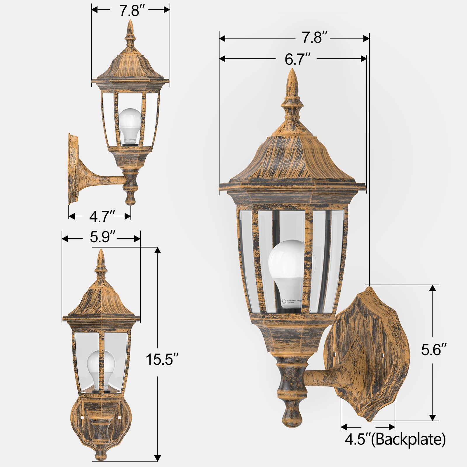 EMART Dusk to Dawn Plastic Outdoor Wall Light Fixtures with Bulbs, Waterproof and Anti-Corrosion Porch Sconces, Exterior Lanterns Wall Mount Lamp for Outside, Garage, Front Door, Patio, 1 Pack, Black