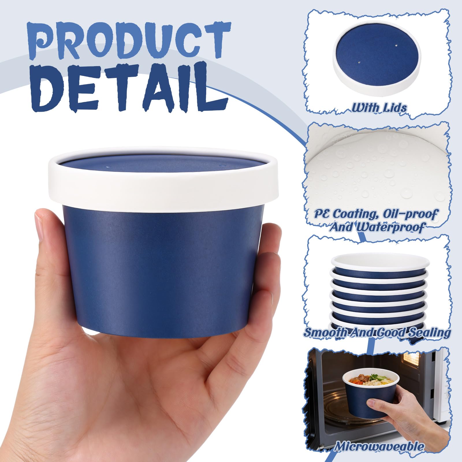 Fulmoon 100 Pack Paper Soup Containers with Lids Disposable Paper Food Containers with Vented Lid Kraft Ice Cream Cake Dessert Cups Soup Bowl for Party Hot Food Fruit Microwave(4 oz,Brown)