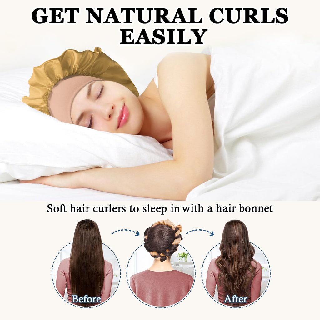 Gwabee Heatless Curls Overnight Hair Curler, 70" Soft Hair Curlers to Sleep In No Heat Curls Overnight, 9 PCS No Heat Curlers Set for Women - Blue