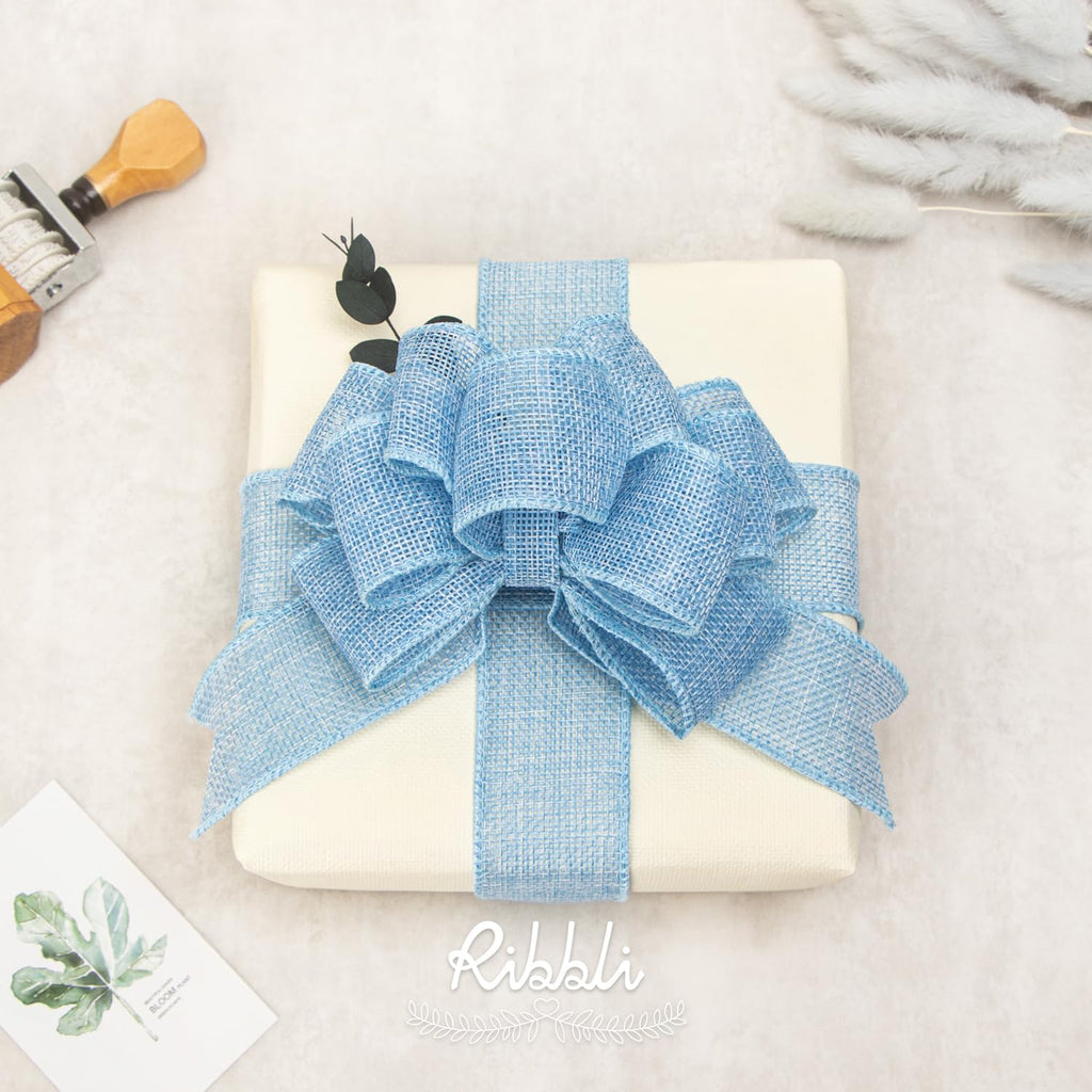 Ribbli Cinta con alambre de arpillera verde manzana, 1-1/2 pulgadas x 10 yardas, cinta con borde con alambre para lazo grande, corona, decoración de árbol, decoración al aire libre