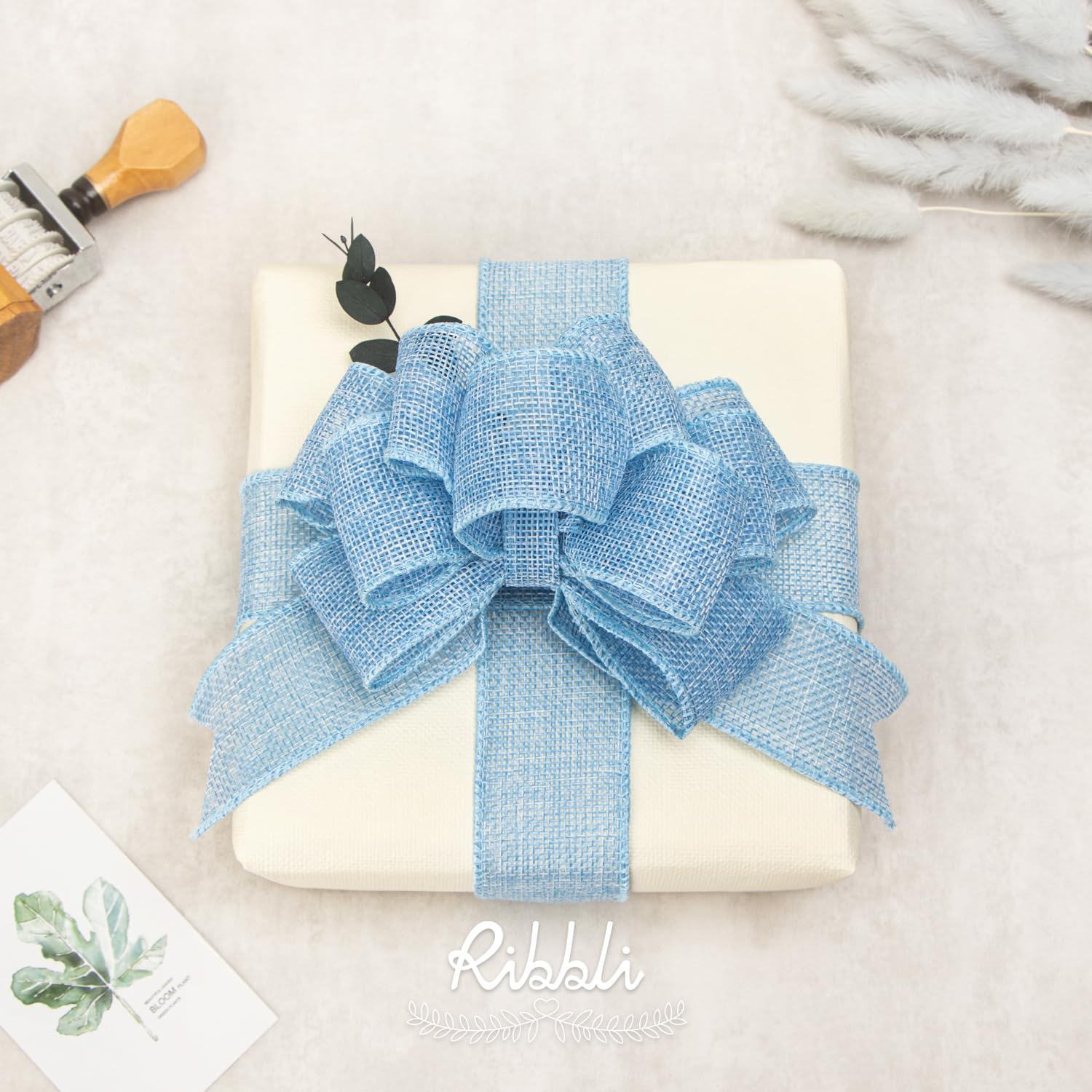 Ribbli Cinta con alambre de arpillera verde manzana, 1-1/2 pulgadas x 10 yardas, cinta con borde con alambre para lazo grande, corona, decoración de árbol, decoración al aire libre