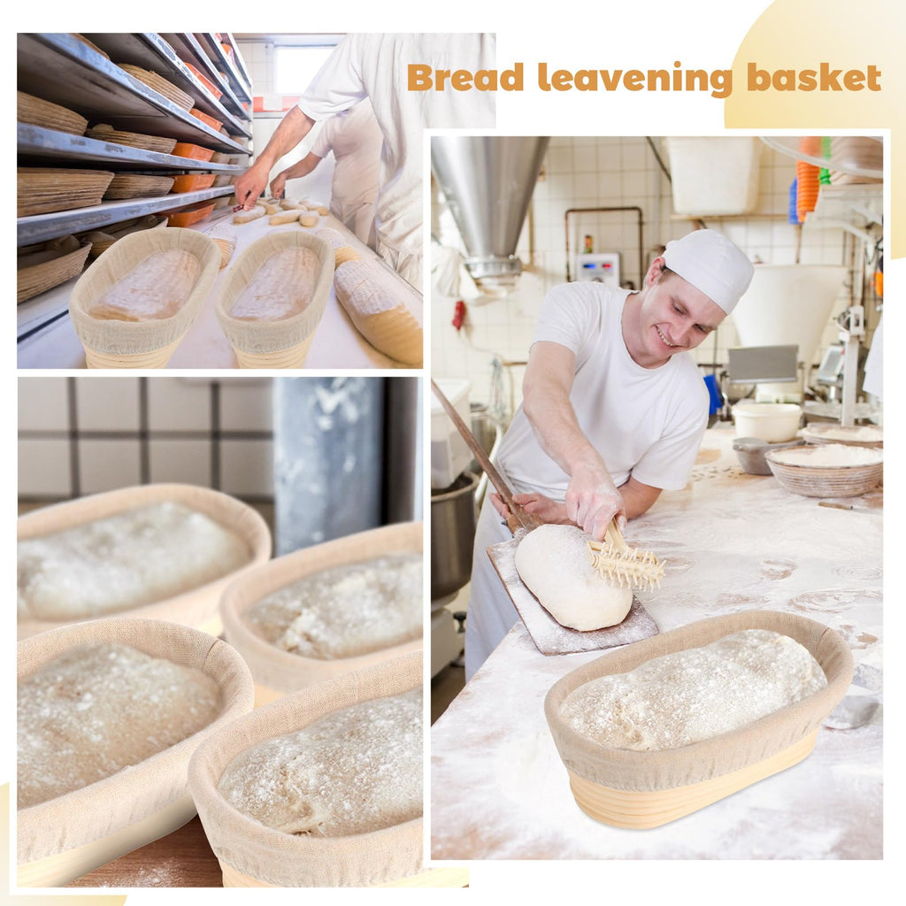 Gejoy 20 Sets Bread Proofing Baskets Bulk Banneton Dough Proofing Bowls Kit with Cloth Liner and Plastic Scraper Sourdough Basket for Home Sourdough Bakers(Oval,10'')