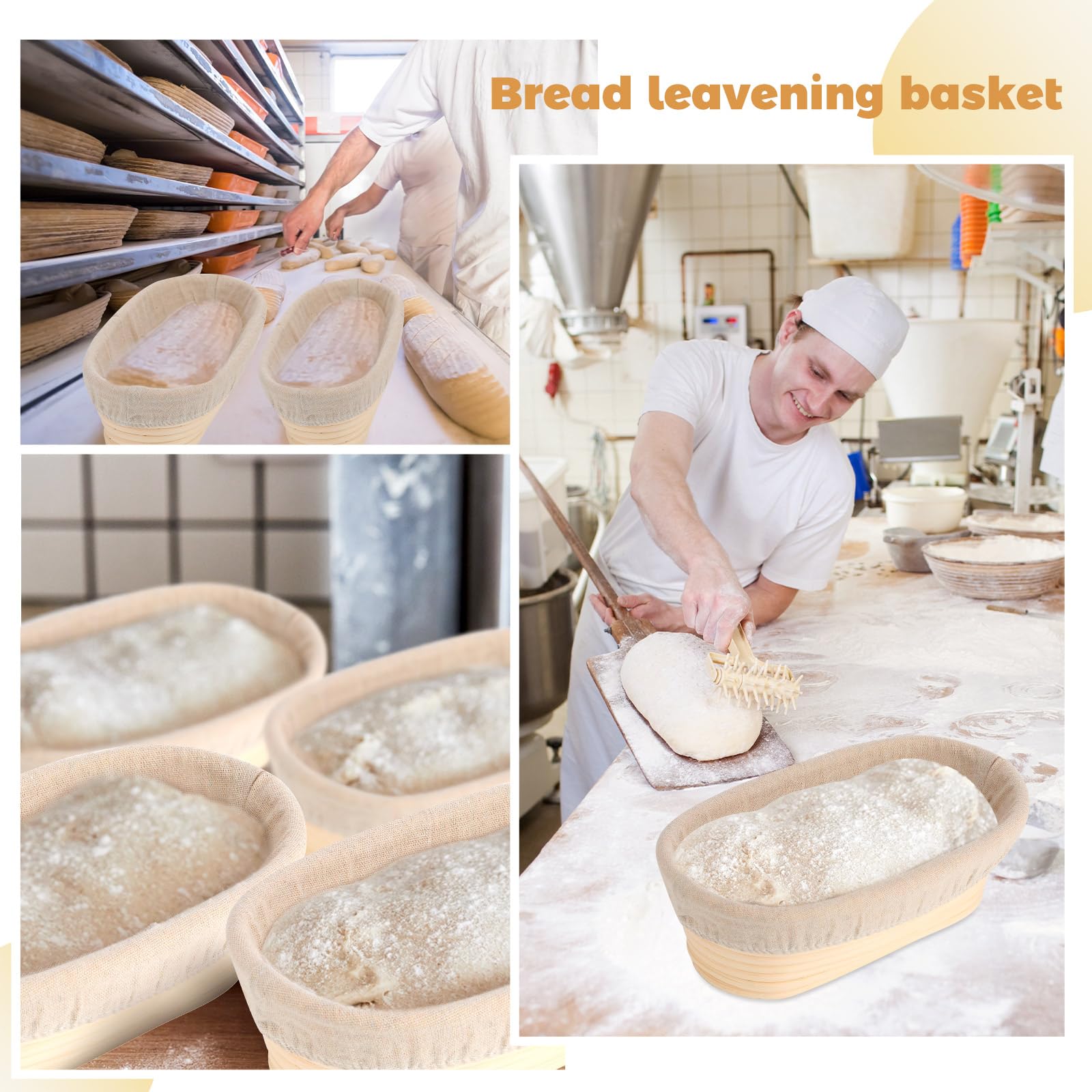 Gejoy 20 Sets Bread Proofing Baskets Bulk Banneton Dough Proofing Bowls Kit with Cloth Liner and Plastic Scraper Sourdough Basket for Home Sourdough Bakers(Oval,10'')