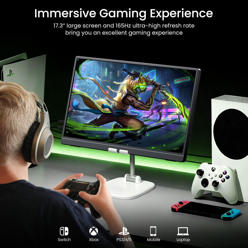 VILVA Portable-Monitor-for-Laptop 14 inch FHD 1920×1200 Built-in Stand,USB-C & HDMI Travel Monitor, HDR Dual Speakers,Ultra-Slim Plug-and-Play External Screen for PC,Mac,Phone,Gaming Consoles