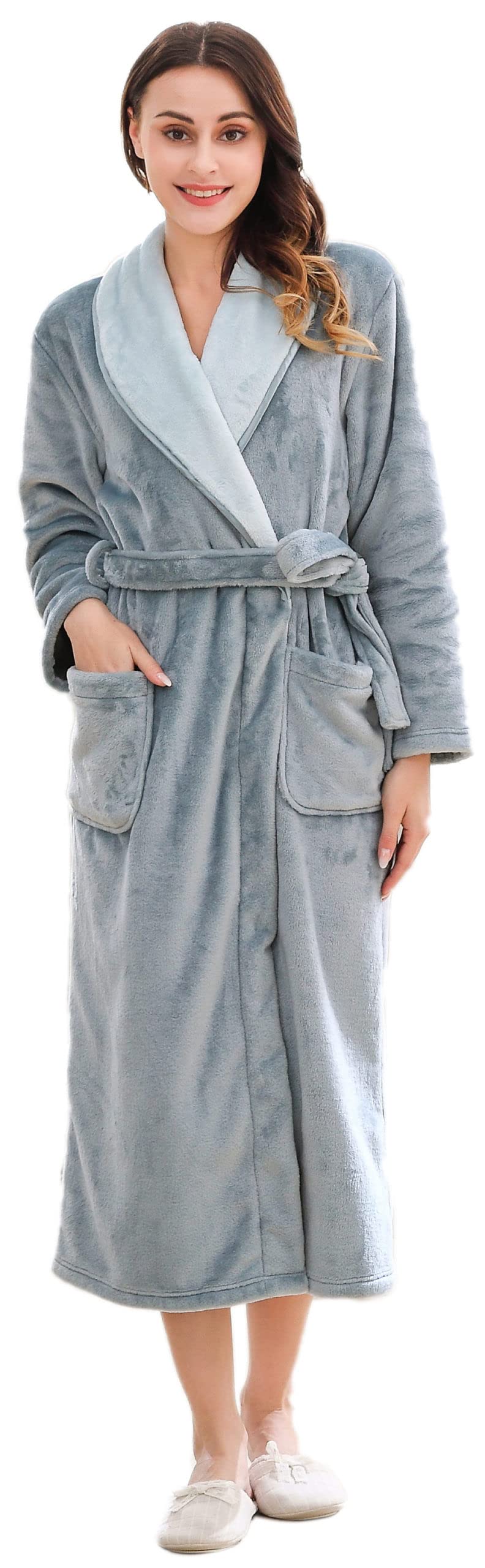 Richie House Women's Plush Soft Warm Fleece Bathrobe Robe RH1591