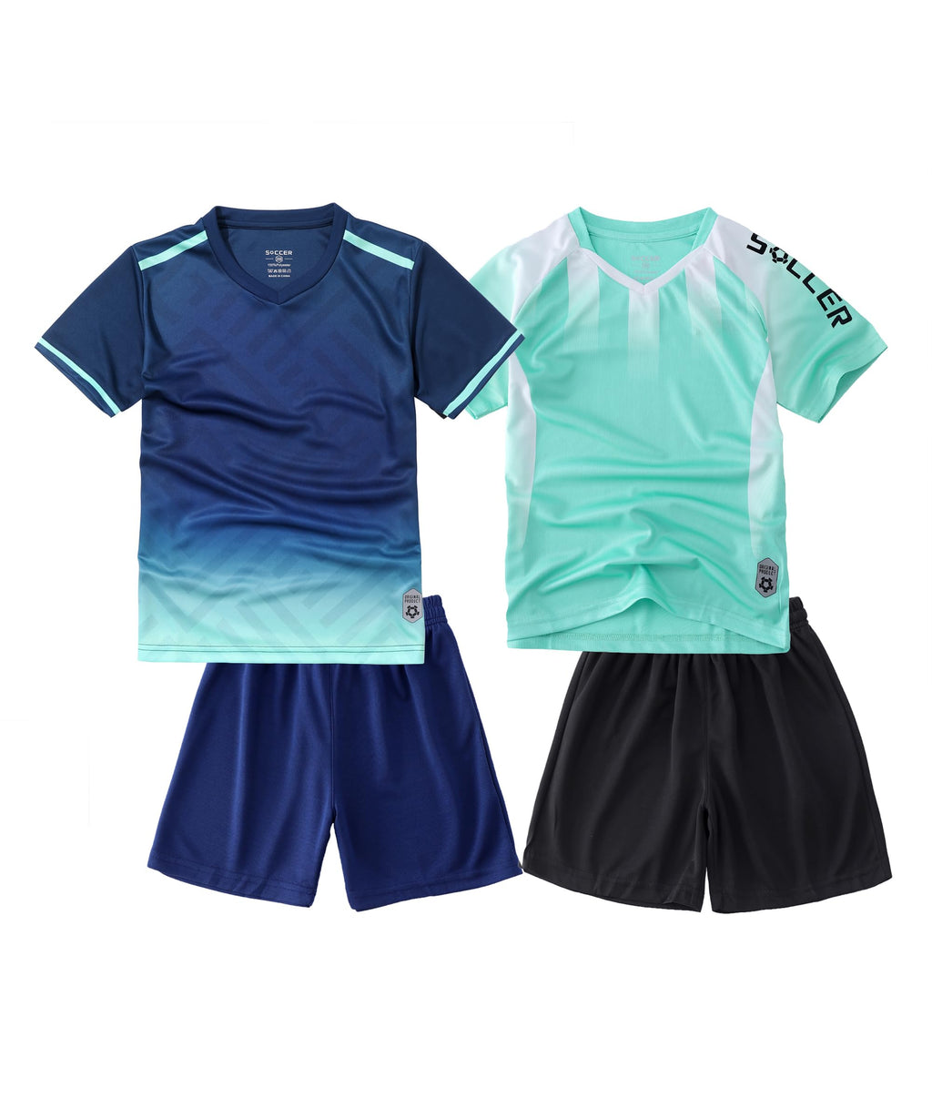 M2C Boys 2-Pack Jersey Soccer Knit Set Sport Team Uniform Shirt and Shorts