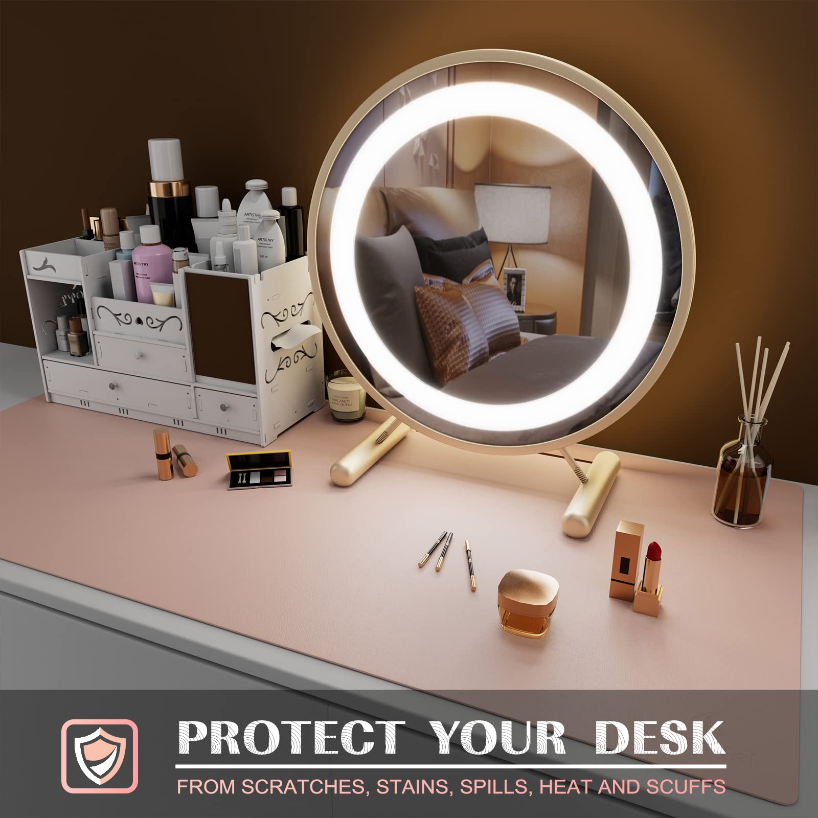 K KNODEL Small Office Leather Desk Mat, Mouse and Keyboard Pad, Computer and Laptop Mat, Desktop Protector and Cover, Writing Pad and Blotter (23.6"x13.8", Black)