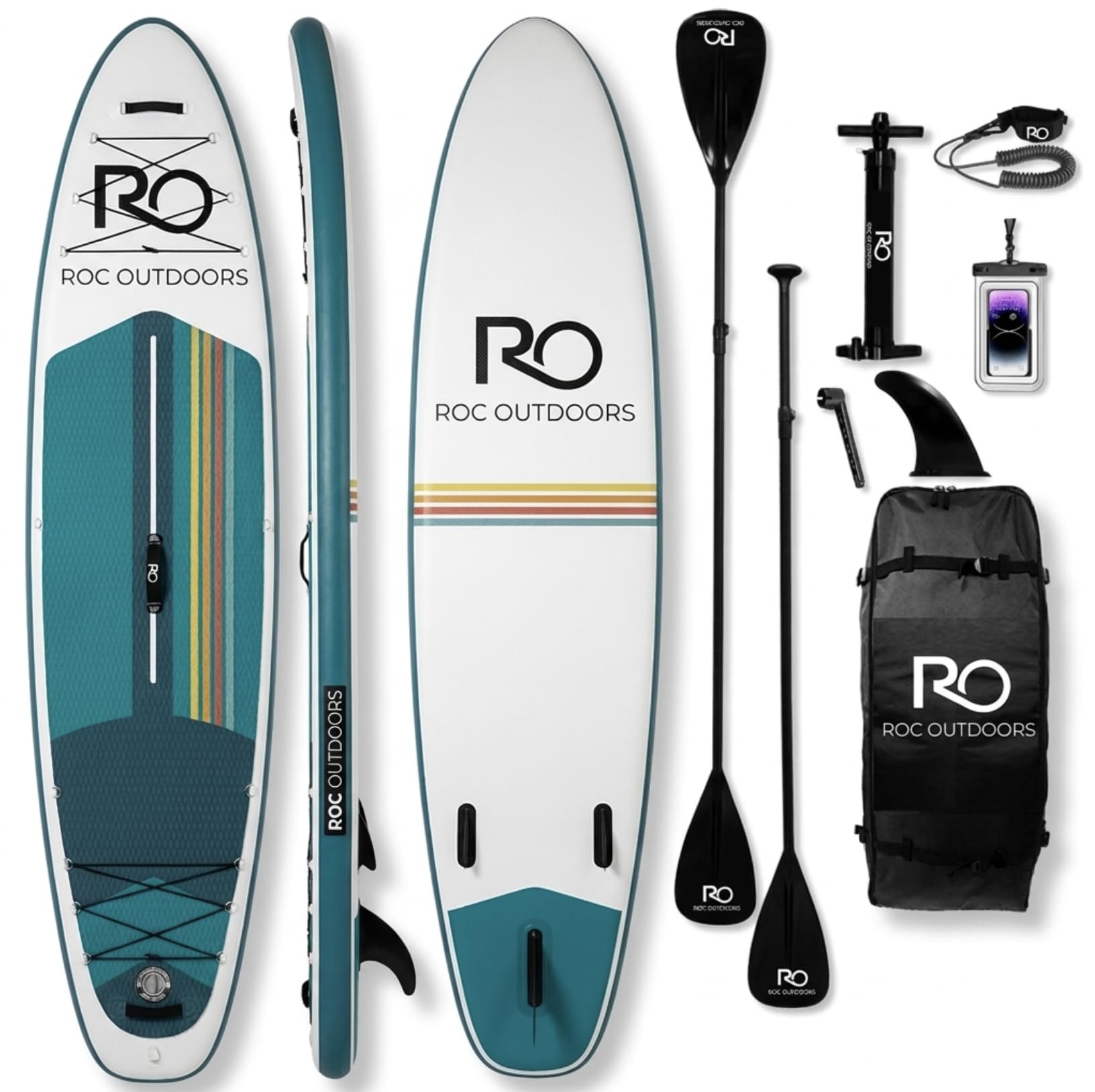 Roc Inflatable Stand Up Paddle Board 10' 6" with Premium SUP Paddle Board Accessories, Wide Stable Design, Non-Slip Comfort Deck for Youth & Adults