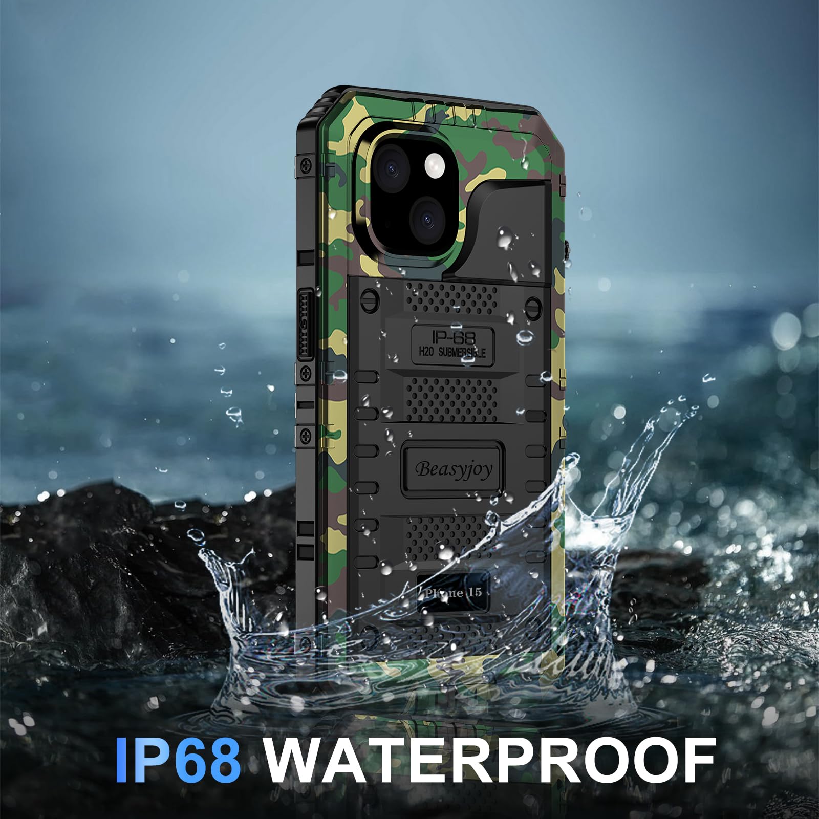 Beasyjoy for iPhone SE 2022/2020/ 8/7 Metal Case, Waterproof Heavy Duty Case with Screen Protector, Full Body Protection Military Grade Shockproof Defender Durable Sturdy Rugged Aluminum Cover, Black