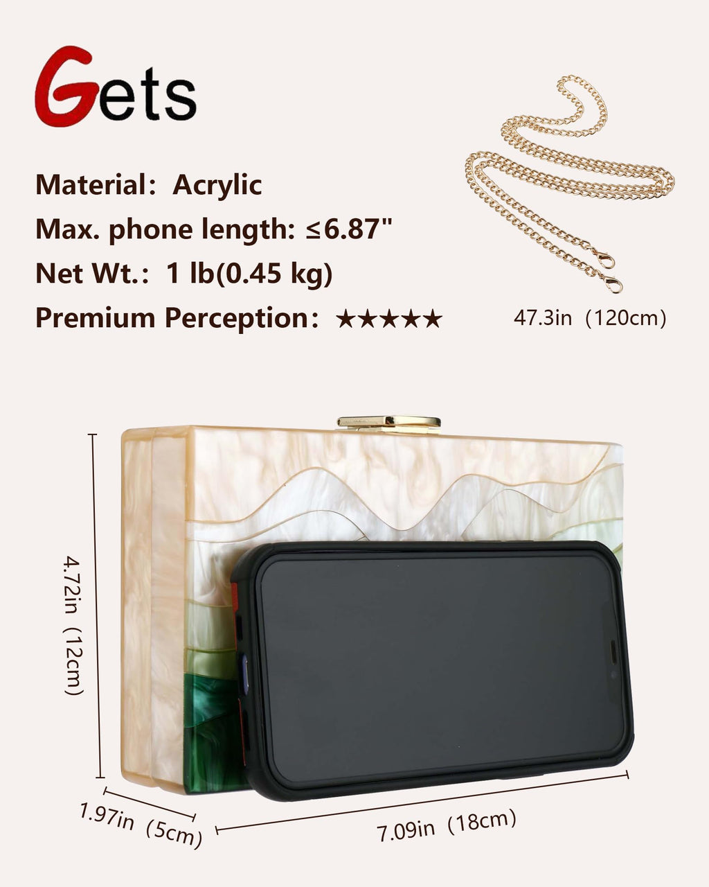 Gets Acrylic Purses and Handbags for Women Multicolor Perspex Geometric Patterns Box Clutch Banquet Evening Crossbody Handbag