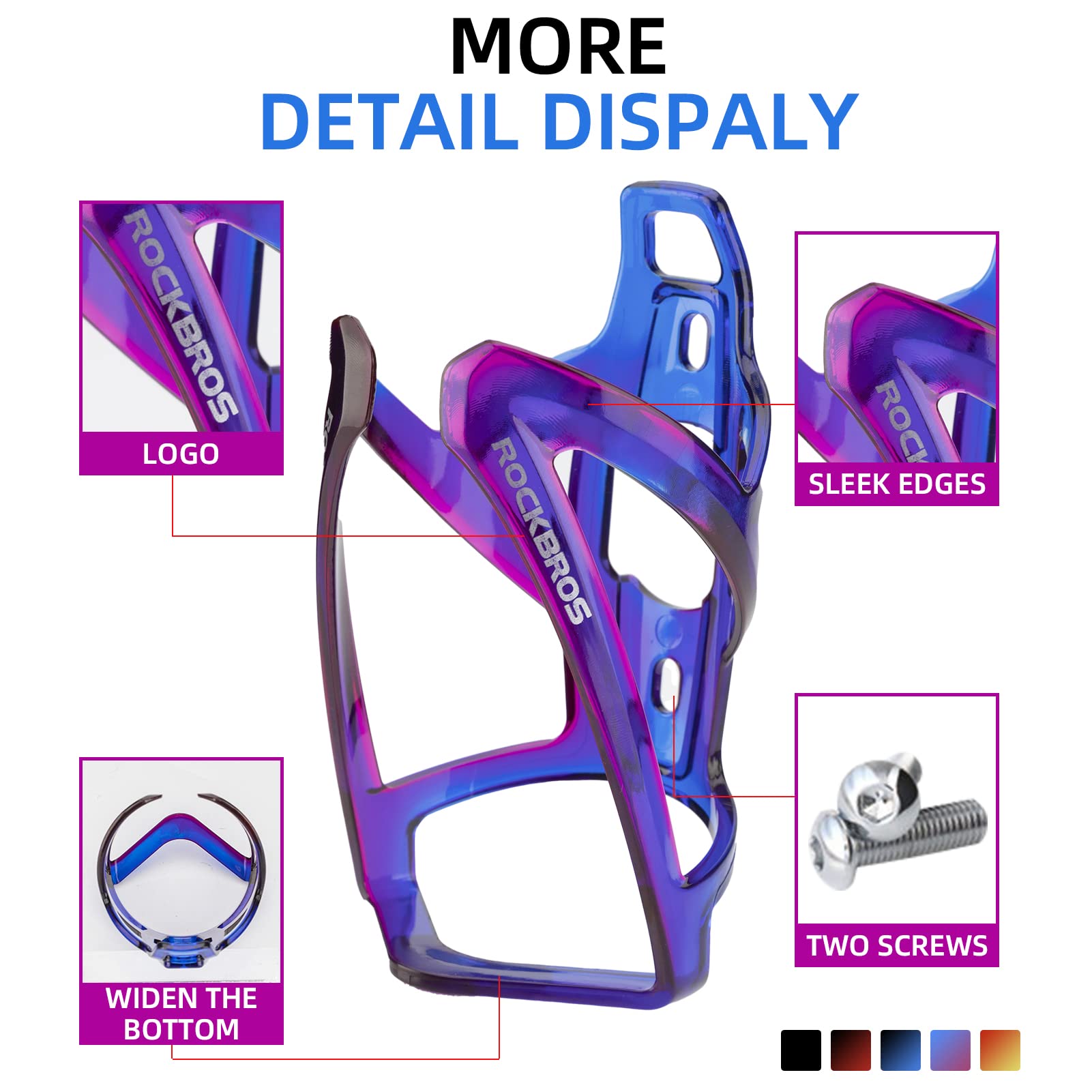 ROCKBROS Bike Water Bottle Holder Ultra-Light Bicycle Bottle Cages with Screws Tool, Universal Bike Cup Holder Rack for Road MTB Bikes…