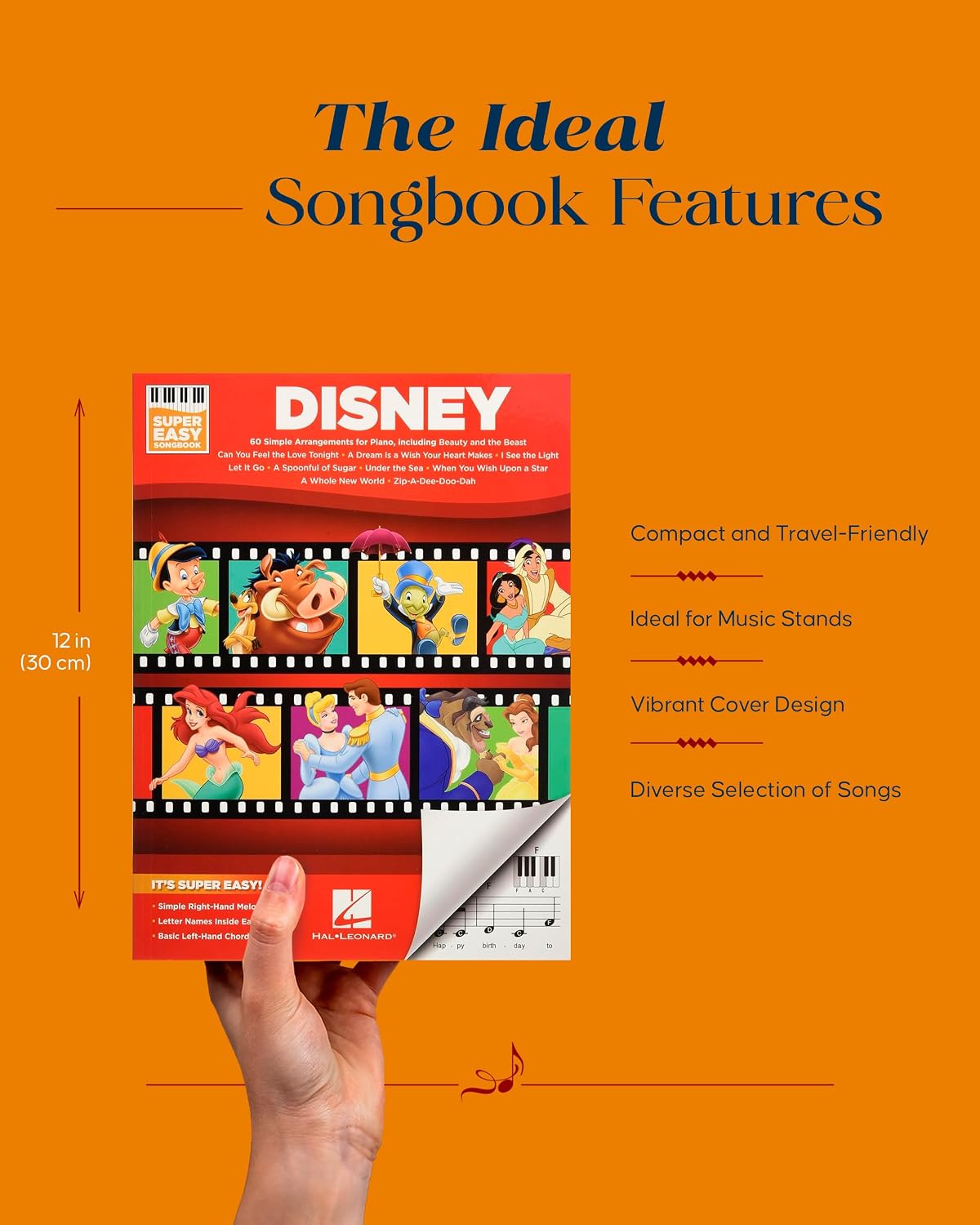 Disney Super Easy Songbook | Easy Piano Sheet Music for Beginners | 60 Classic Disney Songs with Lyrics and Chord Diagrams | Piano Music Book for Kids Students and Teachers | Fun Learning Gift