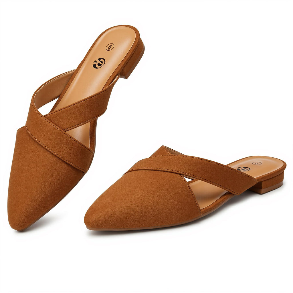 Rekayla Women's Mules Closed Pointed Toe Flats Backless Loafers Shoes for Women
