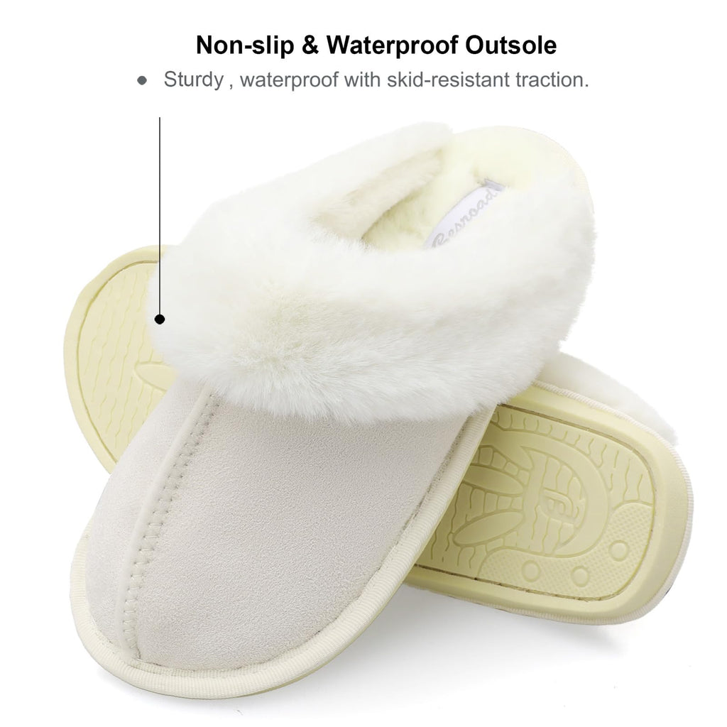 Besroad Winter Fuzzy House Slippers Sandals Plush Faux Fur Fluffy Flats Slippers Warm Slide Shoes for Women