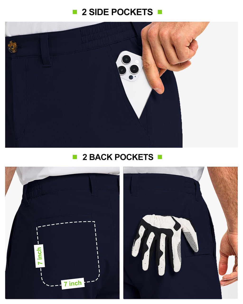 33,000ft Men's Golf Shorts 9" Dry Fit Stretch Golf Short UPF 50+ Lightweight Flat Front Golf Shorts with Pockets